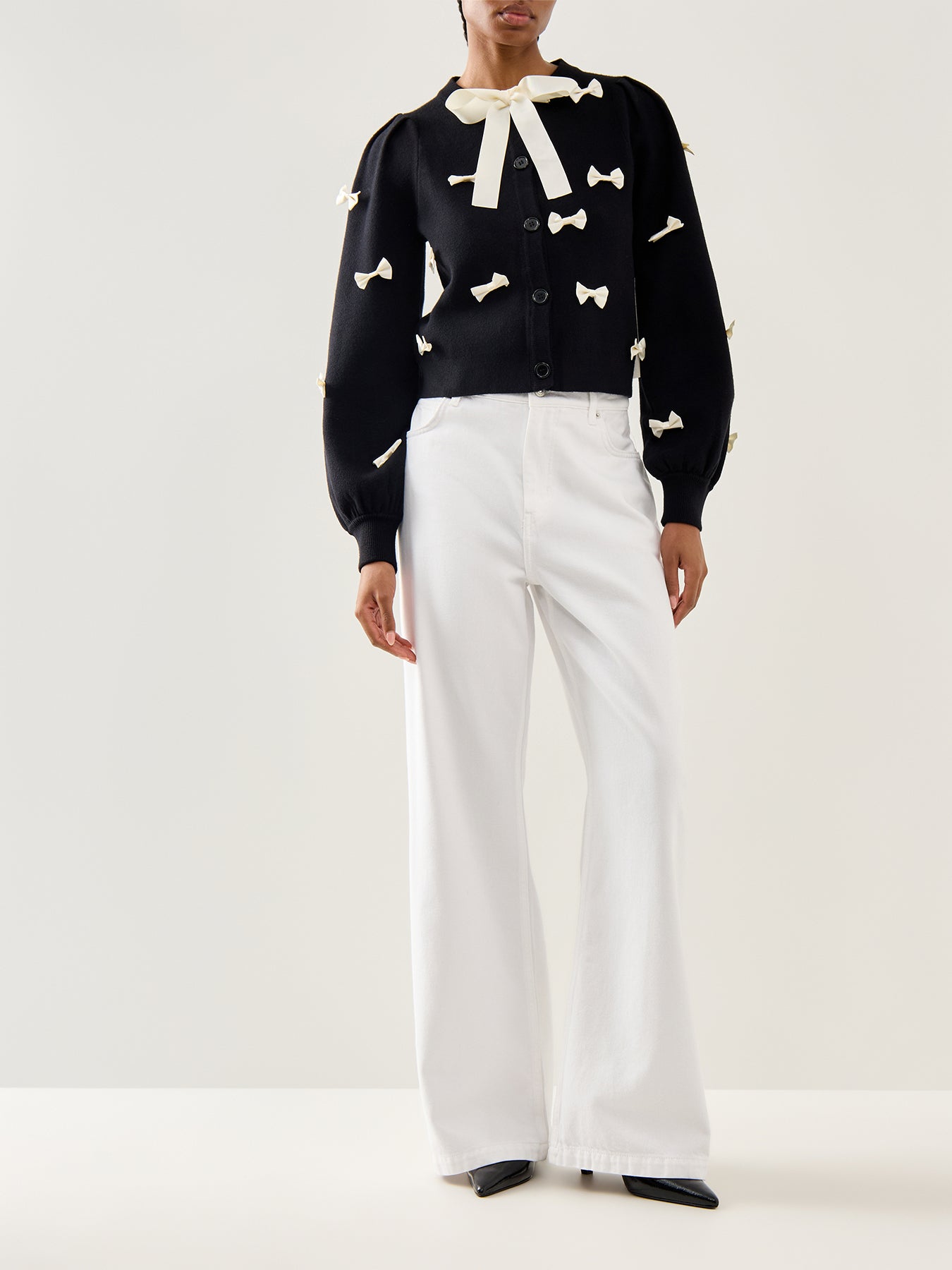 Bow Cardigan Black