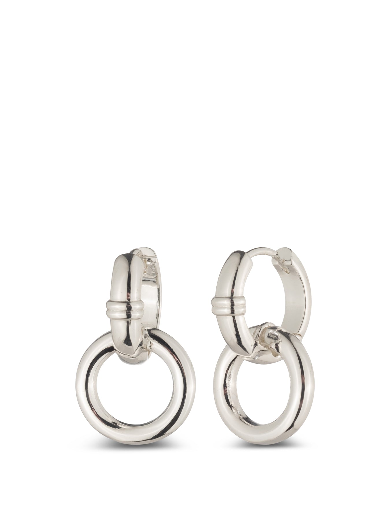 Hoop Circle Drop Earrings Silver