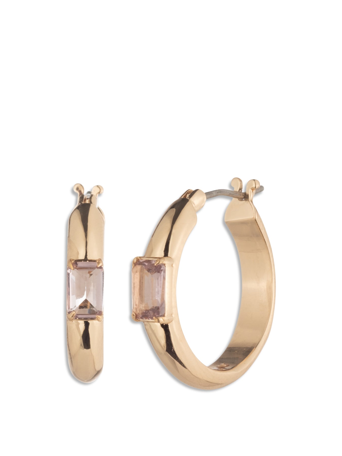 Baguette Earnings Hoop Gold