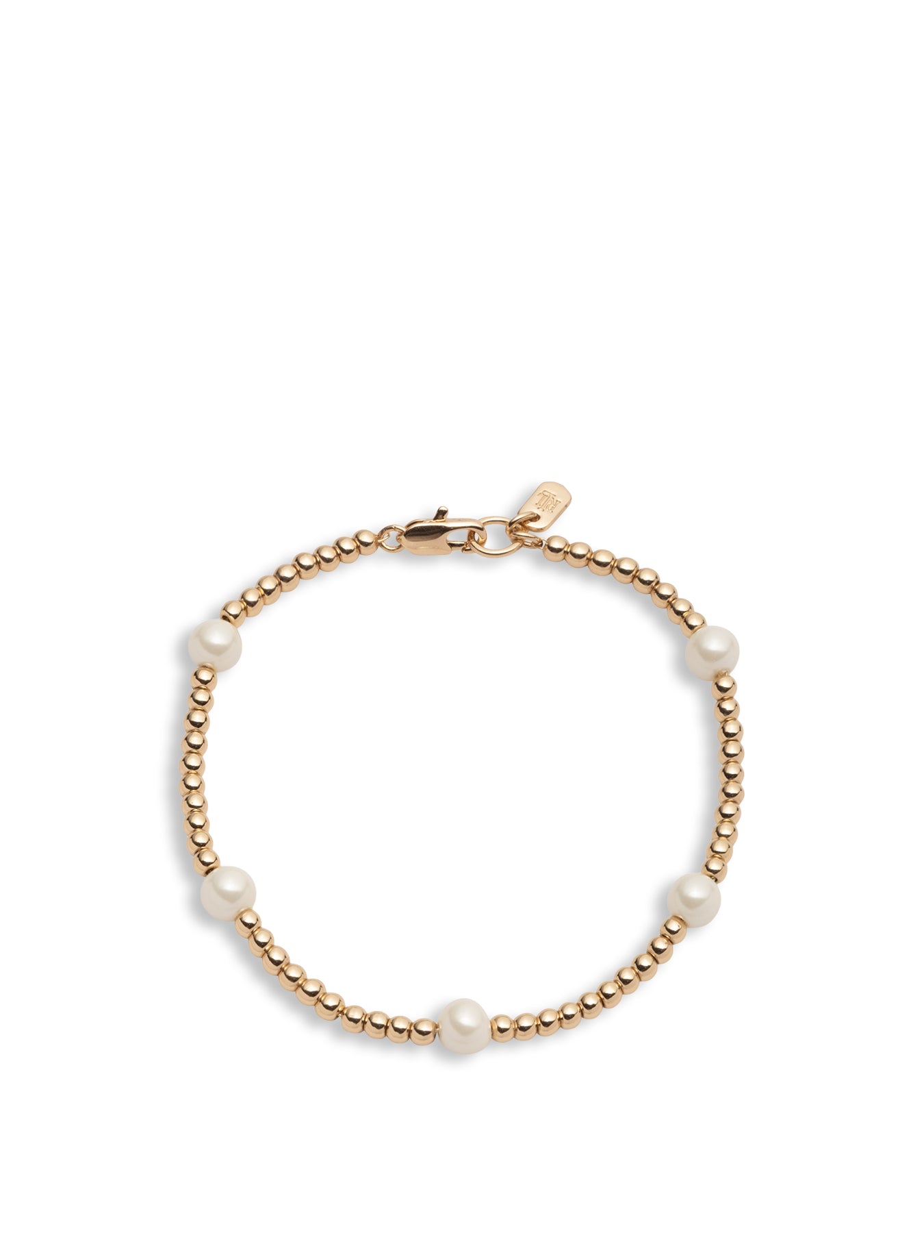 Station Pearl Flex Bracelets Gold White