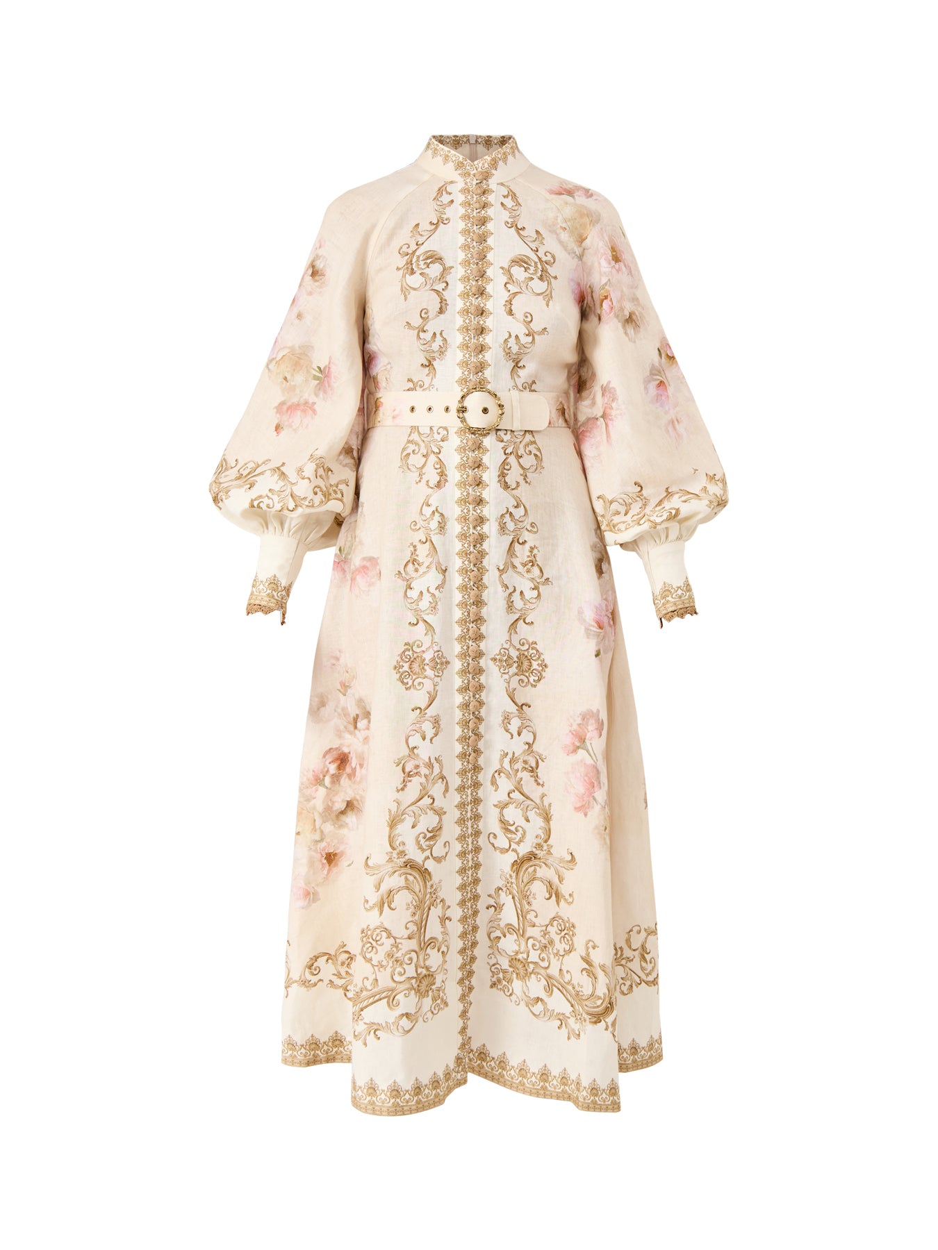 Hypnotic Buttoned Midi Dress Cream Peony
