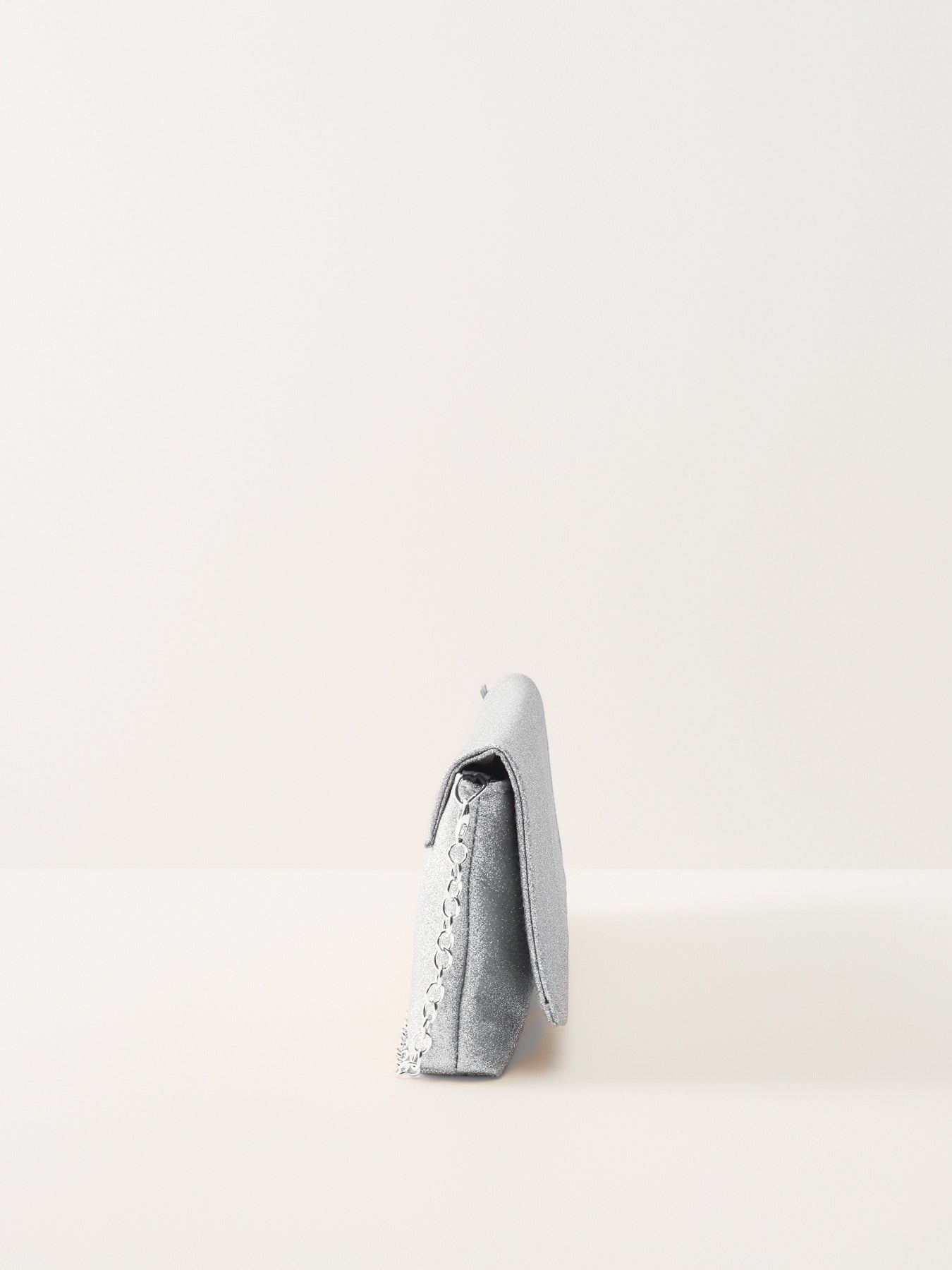 Glitter Foldover Clutch Silver