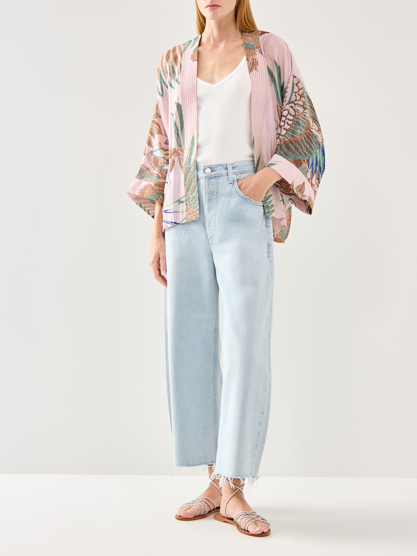 Crane Plaster Short Kimono
