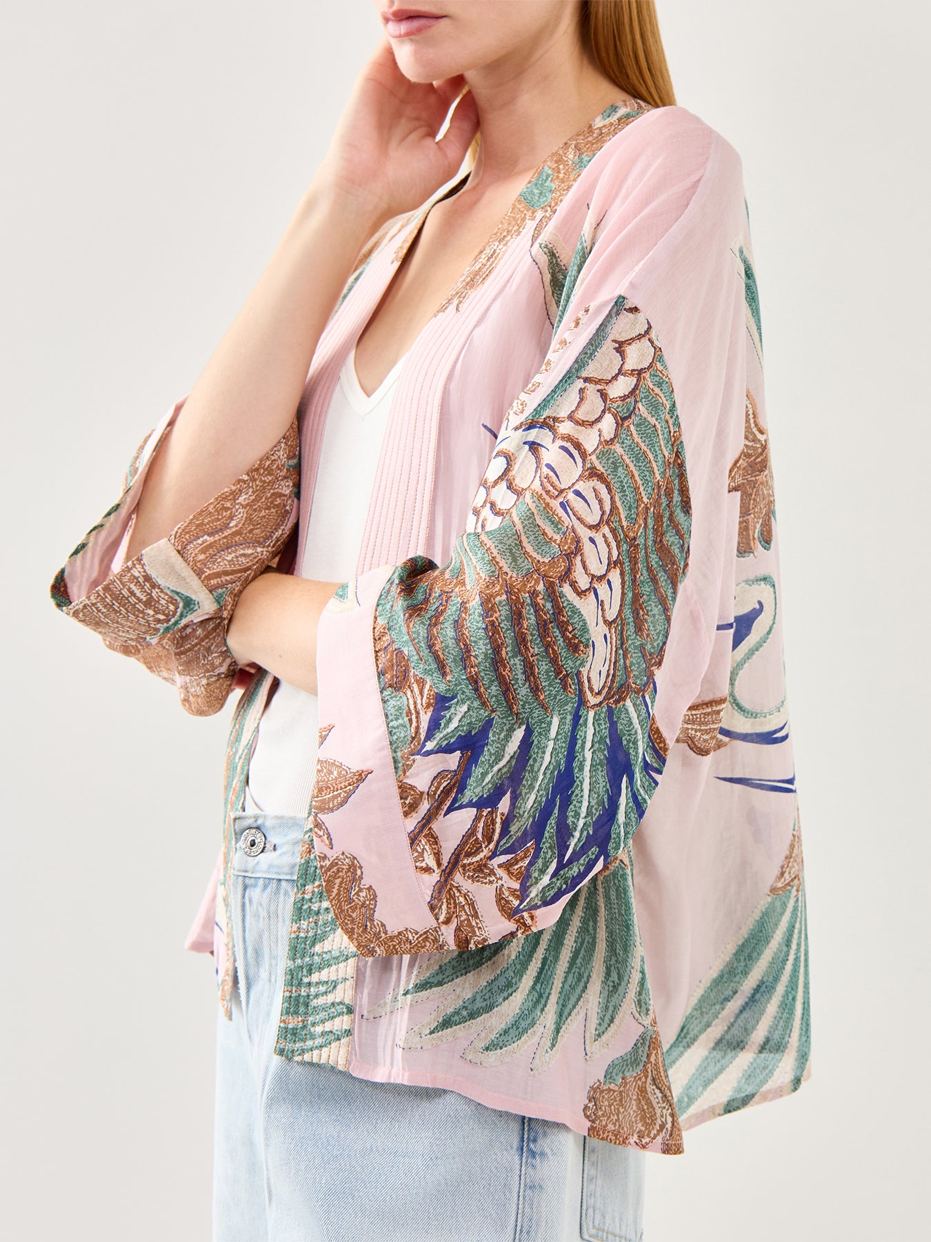 Crane Plaster Short Kimono