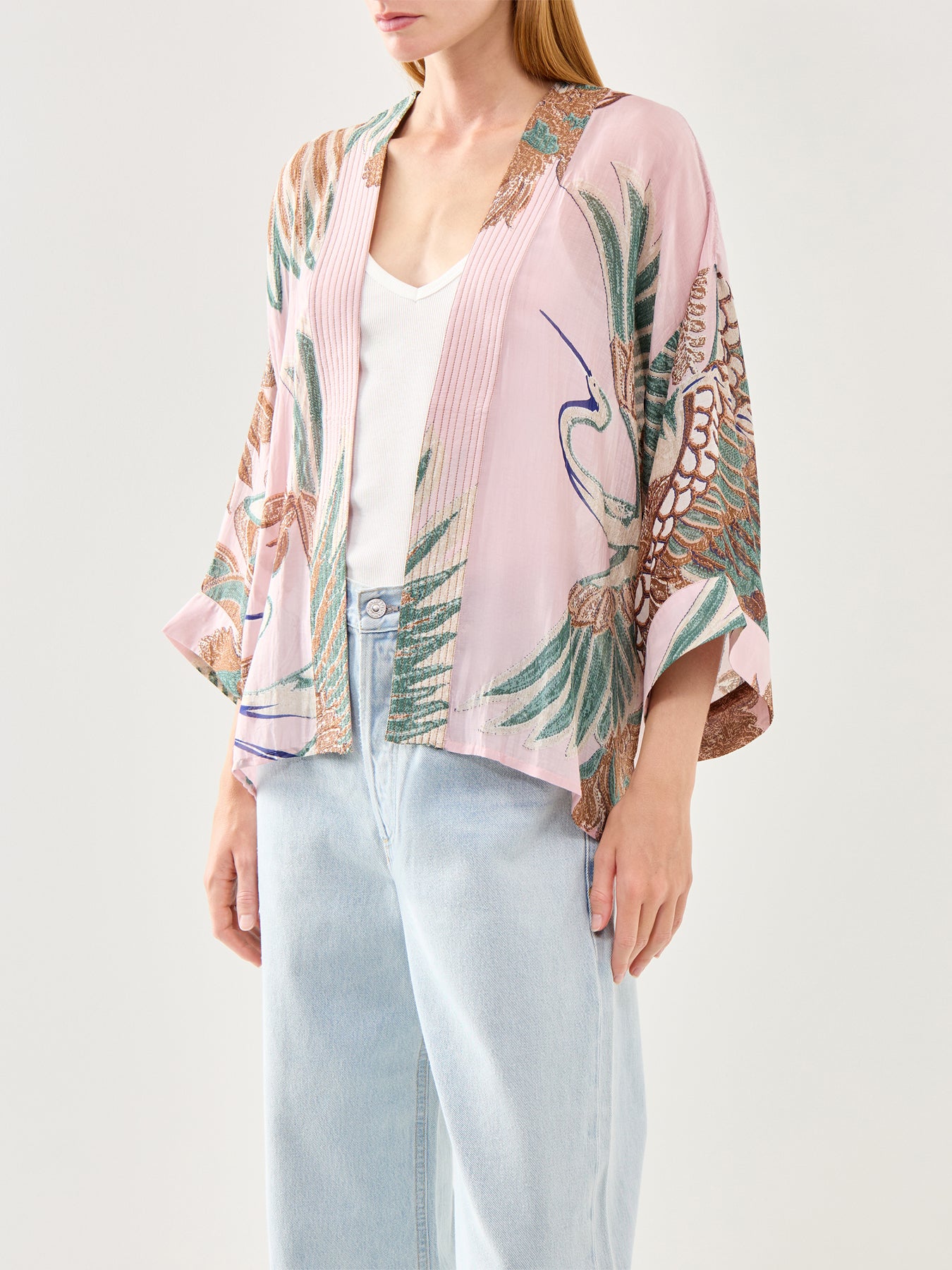 Crane Plaster Short Kimono