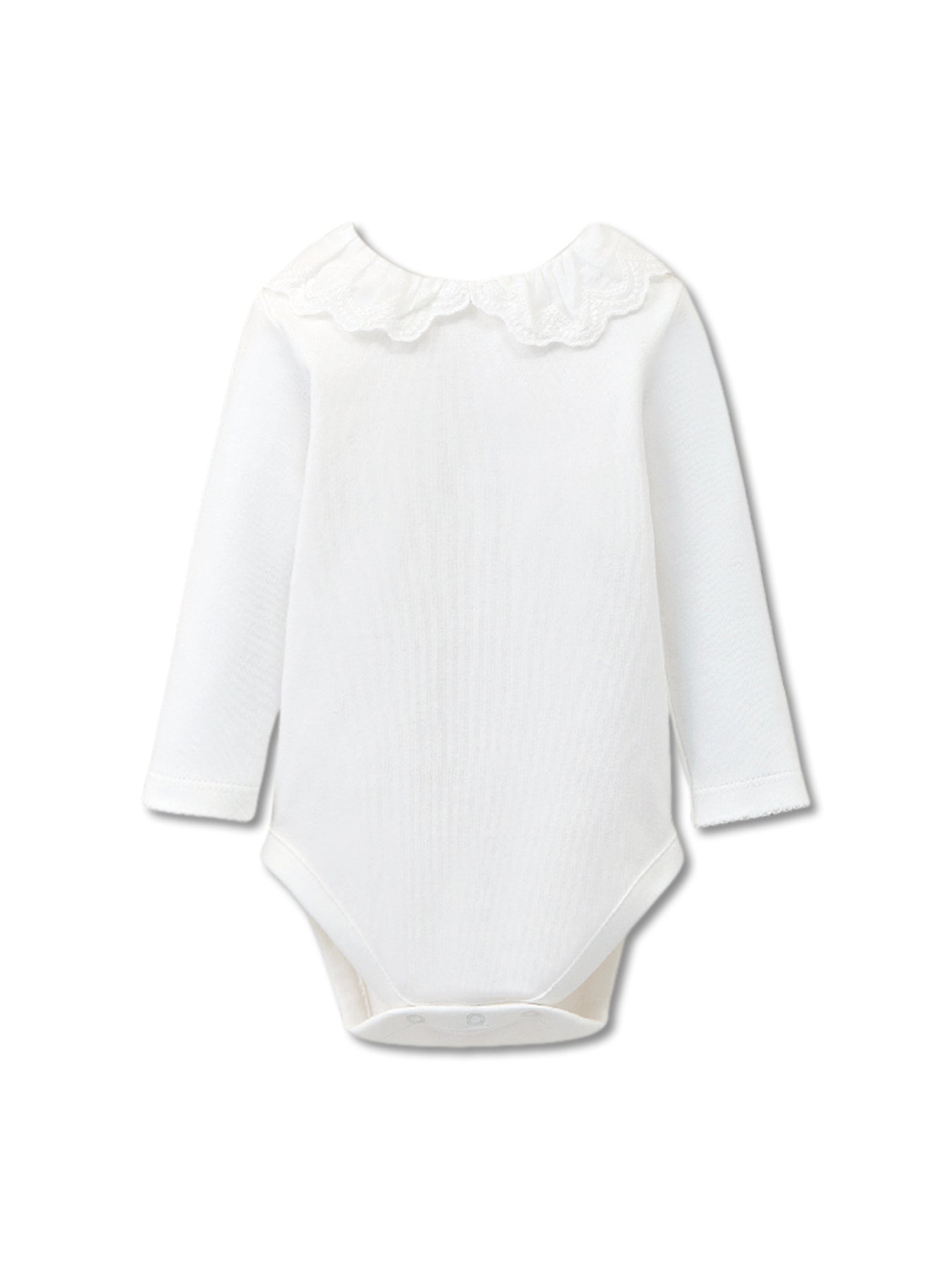 White Embroidered Collar Bodysuit