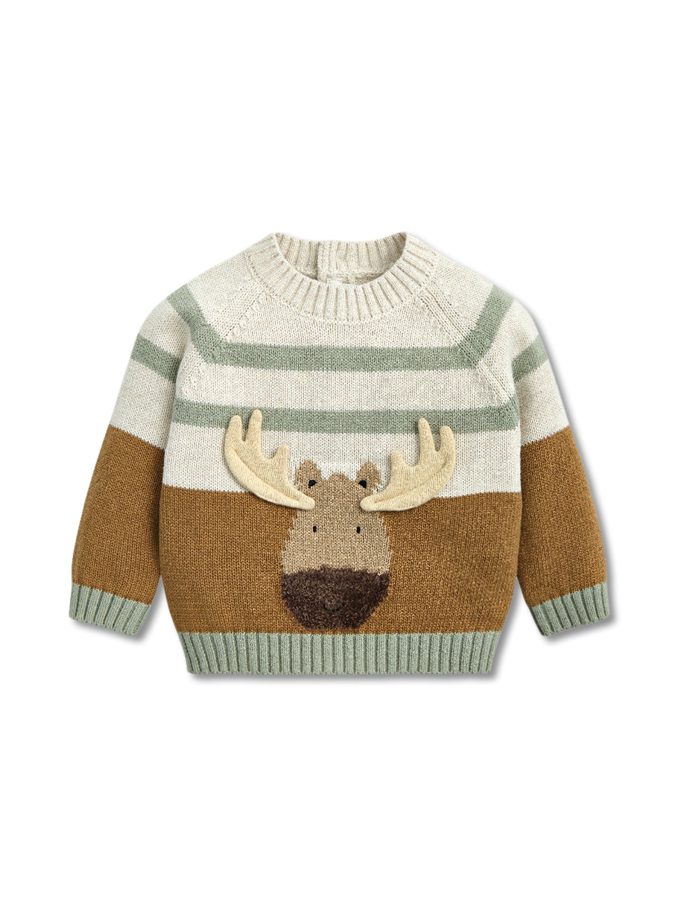 Brown Moose Character Knitwear Jumper With 3D Antlers
