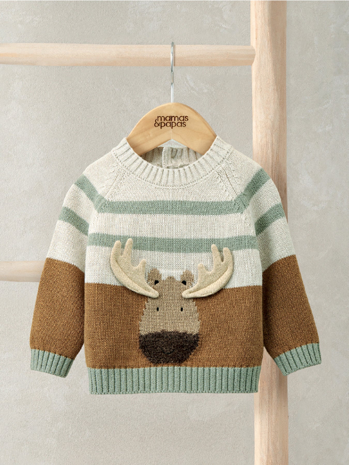 Brown Moose Character Knitwear Jumper With 3D Antlers