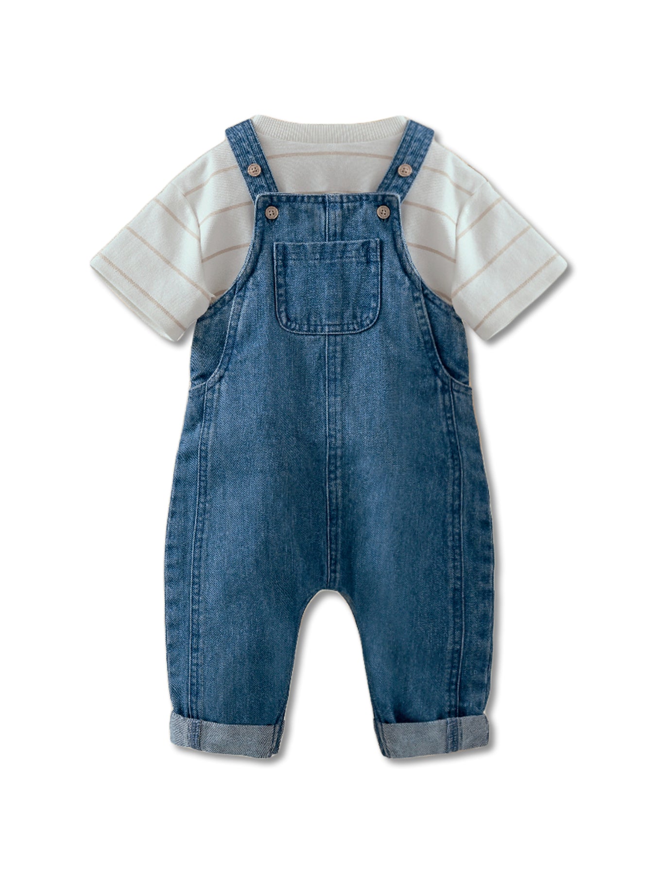 2Pc Tee & Denim Dungaree Blue
