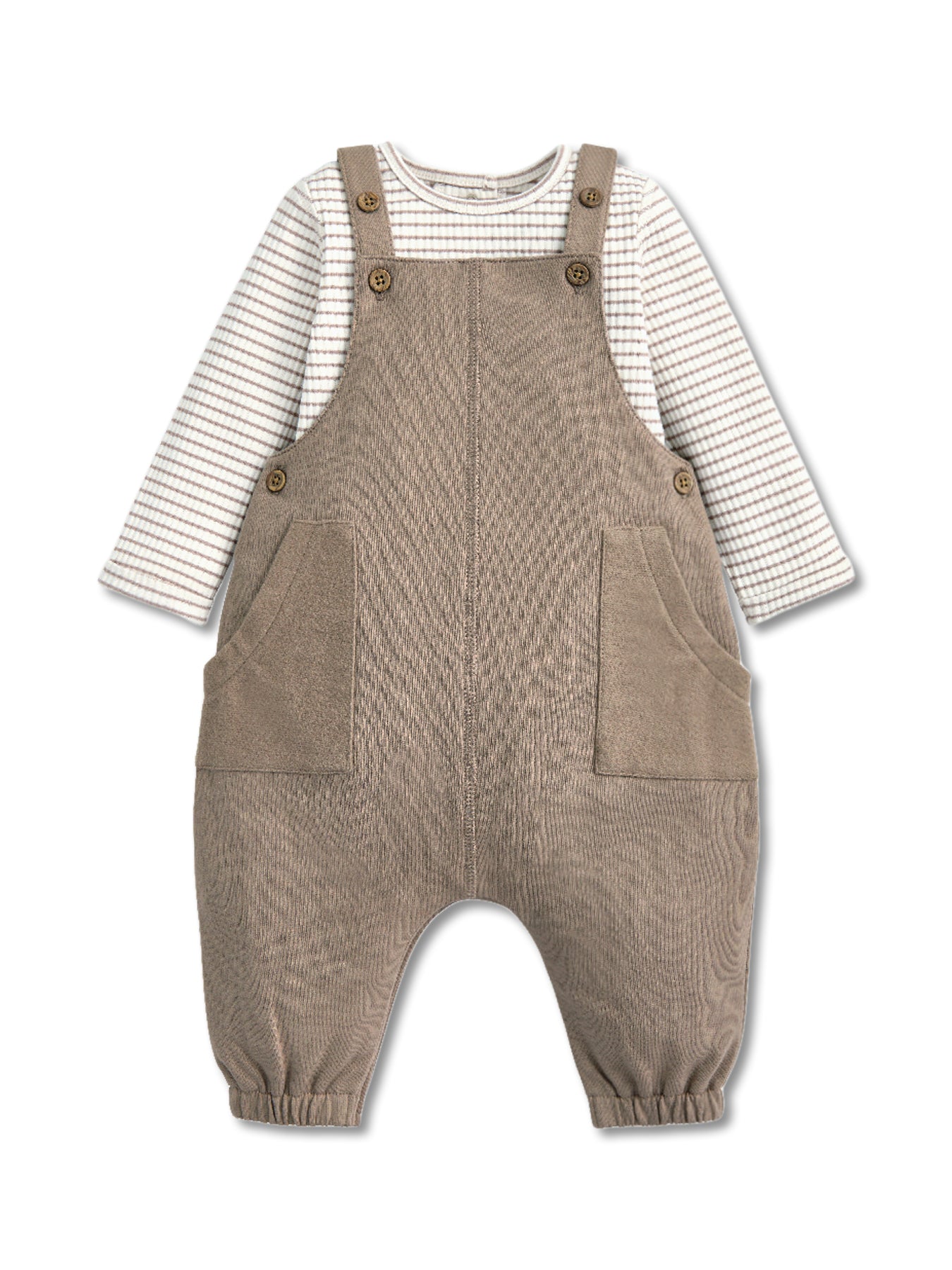 2PC Brown Dungaree & Bodysuit Set