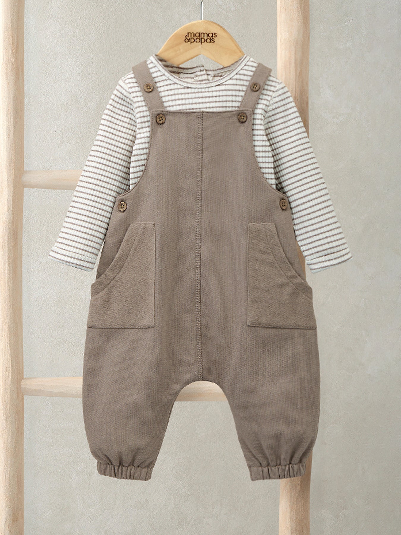 2PC Brown Dungaree & Bodysuit Set