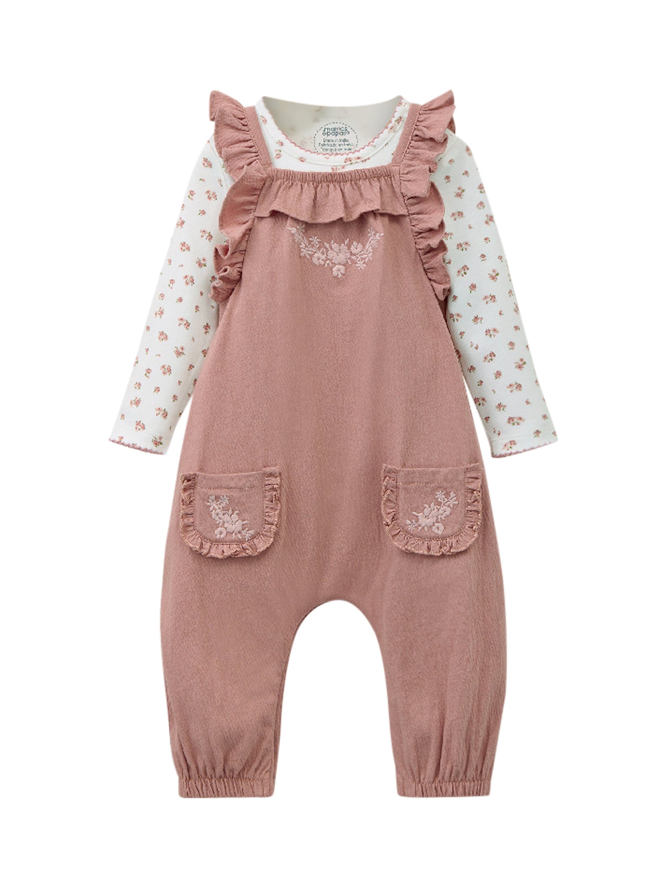 2PC Brown Dungaree & Bodysuit Set