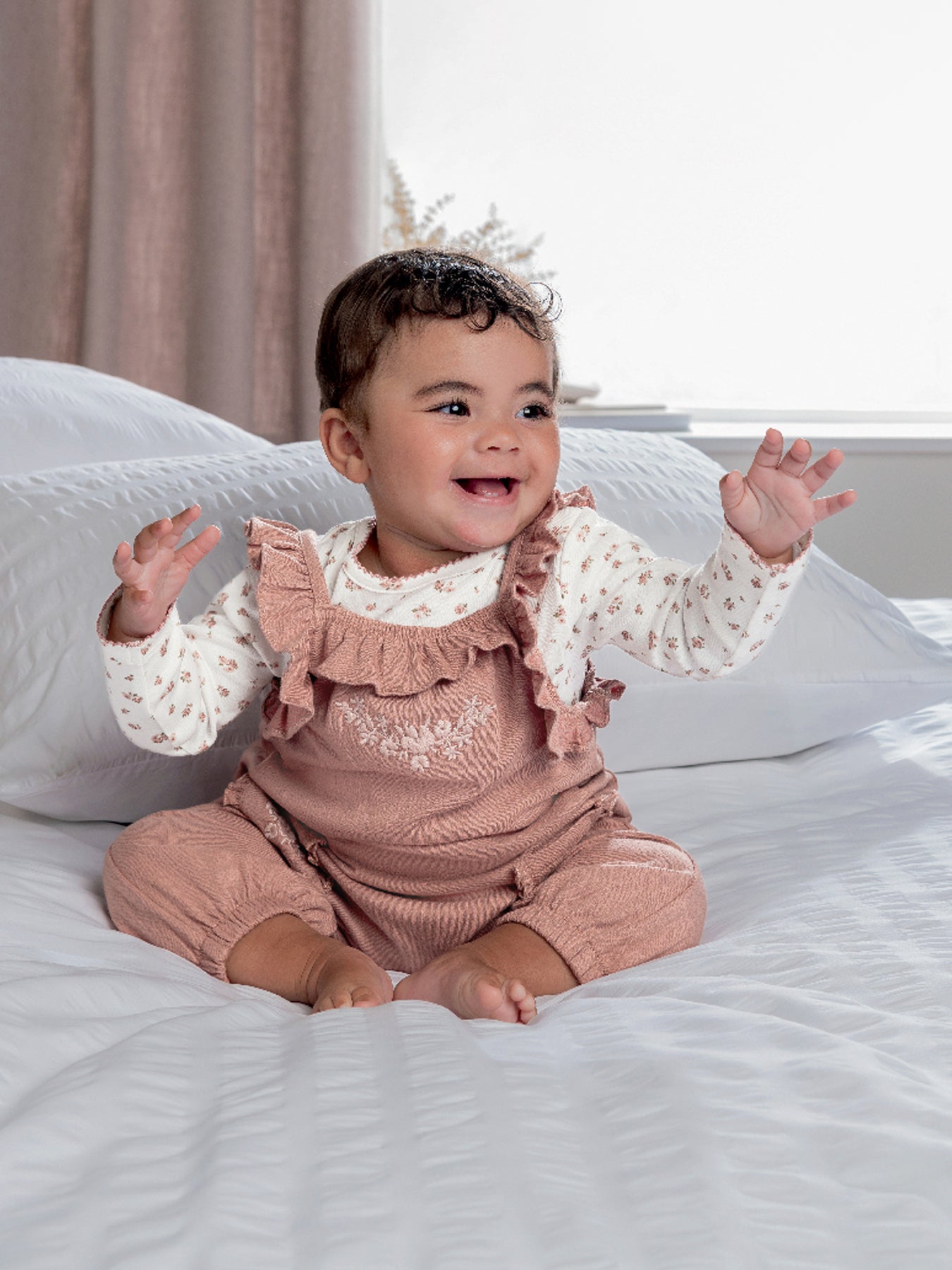 2PC Brown Dungaree & Bodysuit Set