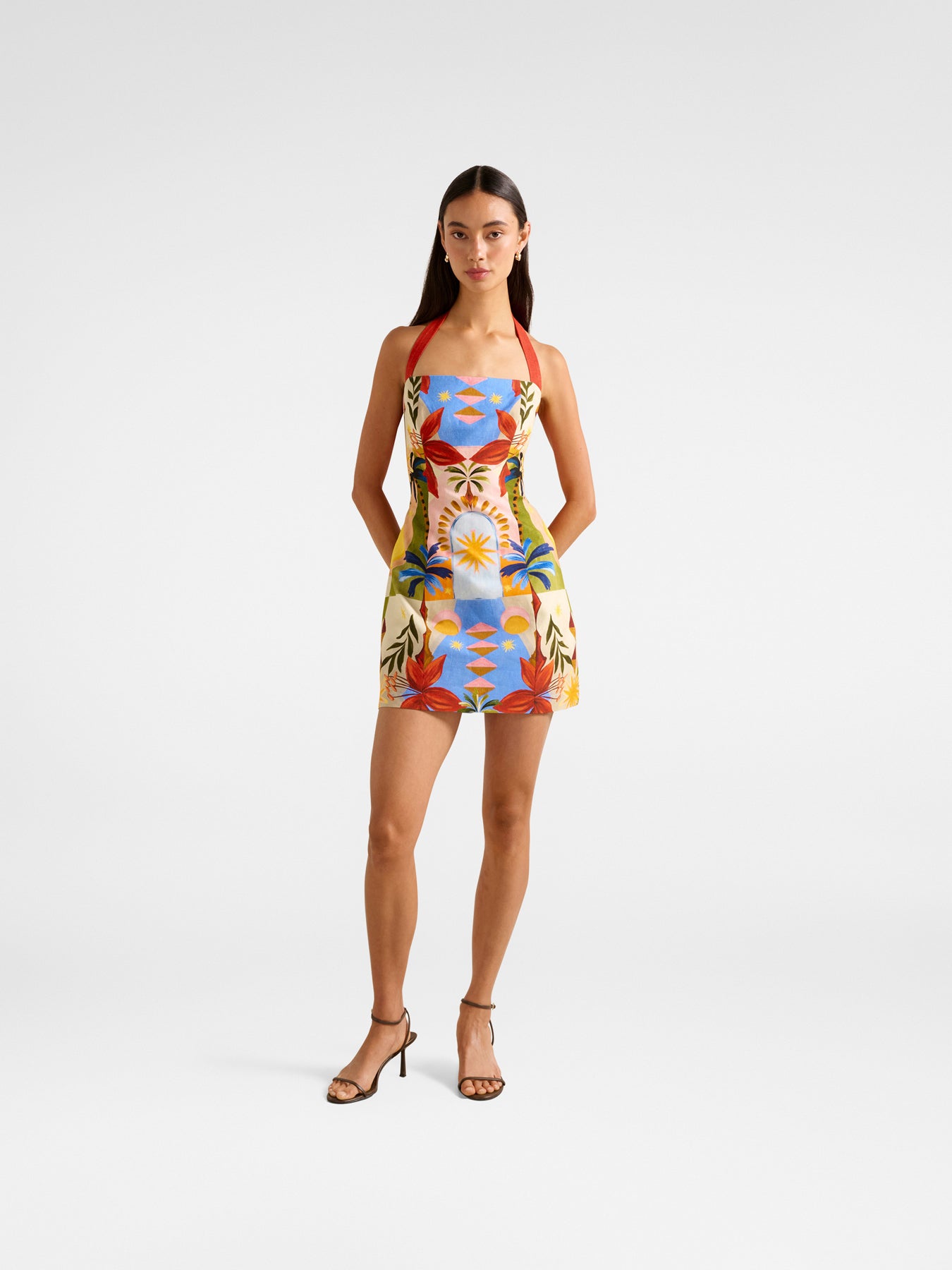 Keely Halter Neck Linen Mini Dress