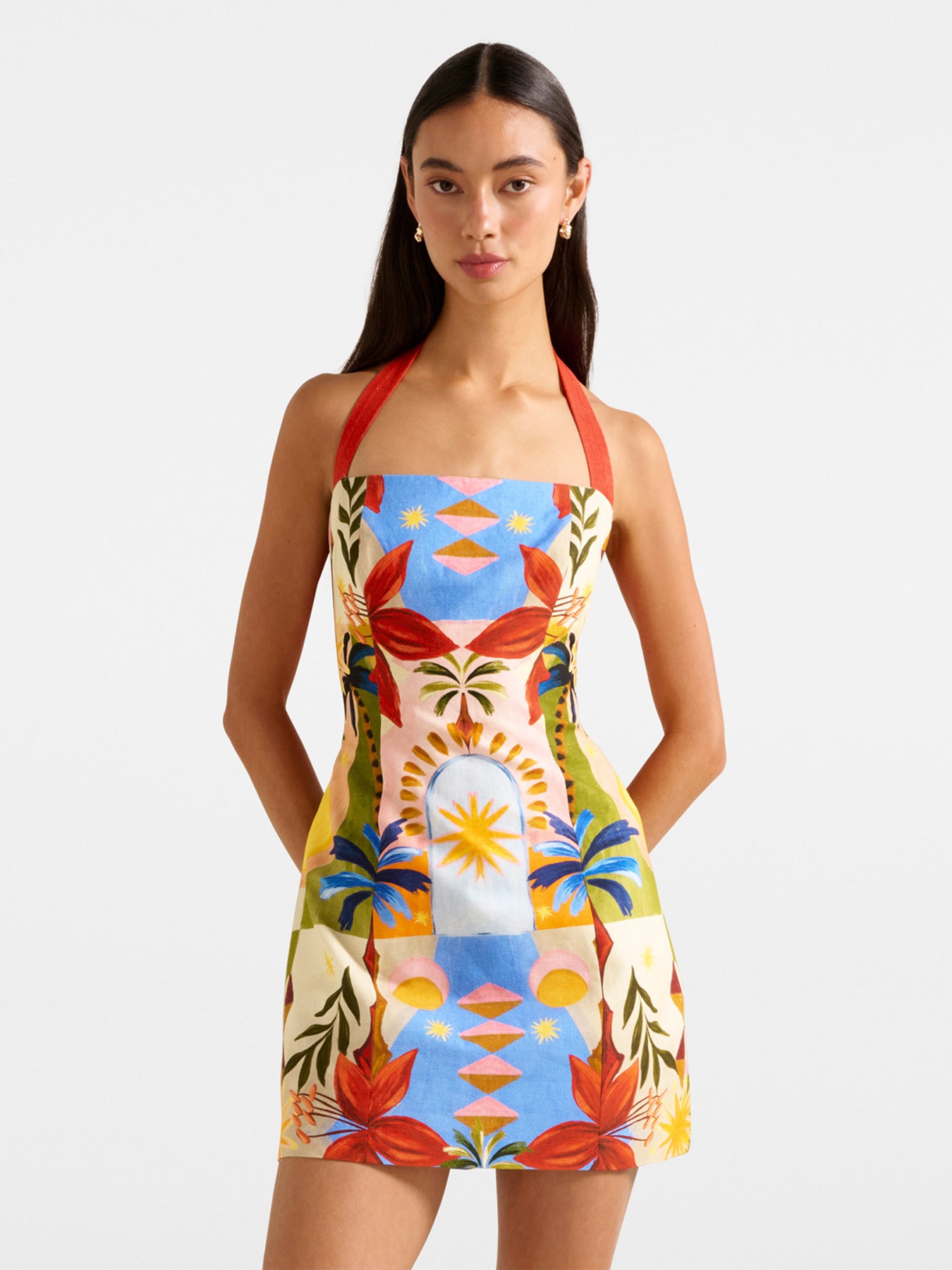 Keely Halter Neck Linen Mini Dress