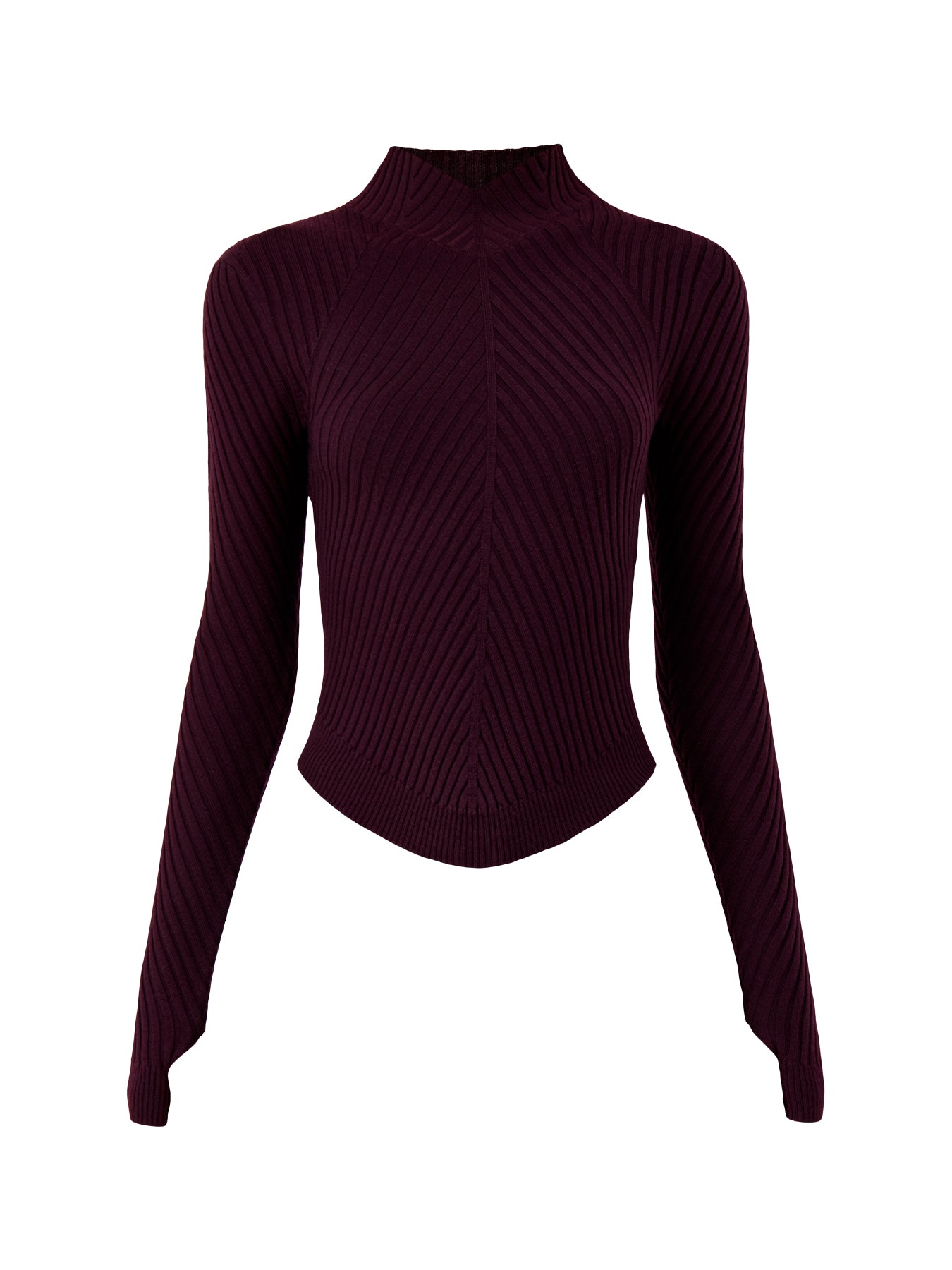 Ribbed Long Sleeve Polo Merlot