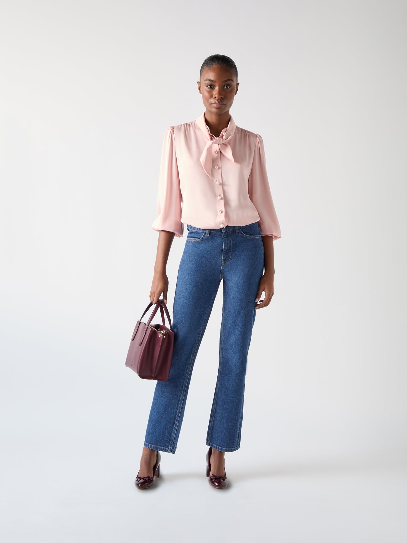 Blue Emilie Indigo Cotton Blend Straight Leg Smart Jean