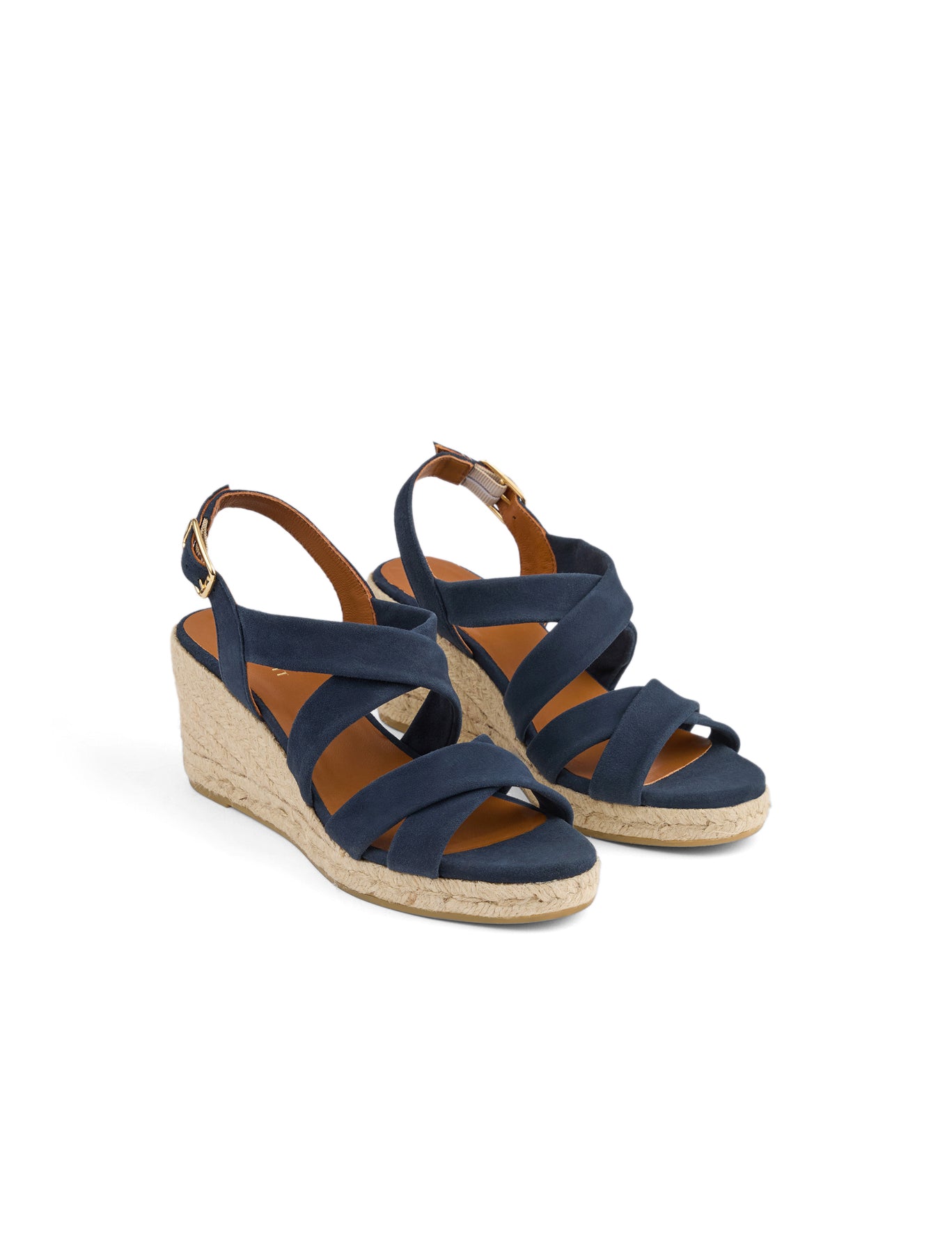 Brown Mariana Tan Suede Multi Strap Wedge