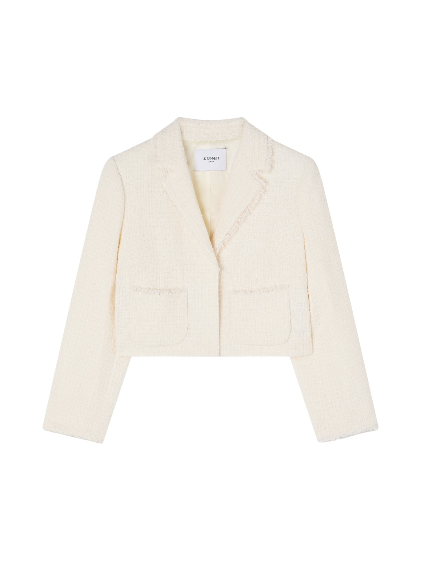 Cream Carla Ivory Cotton Cropped Collar  Jacket