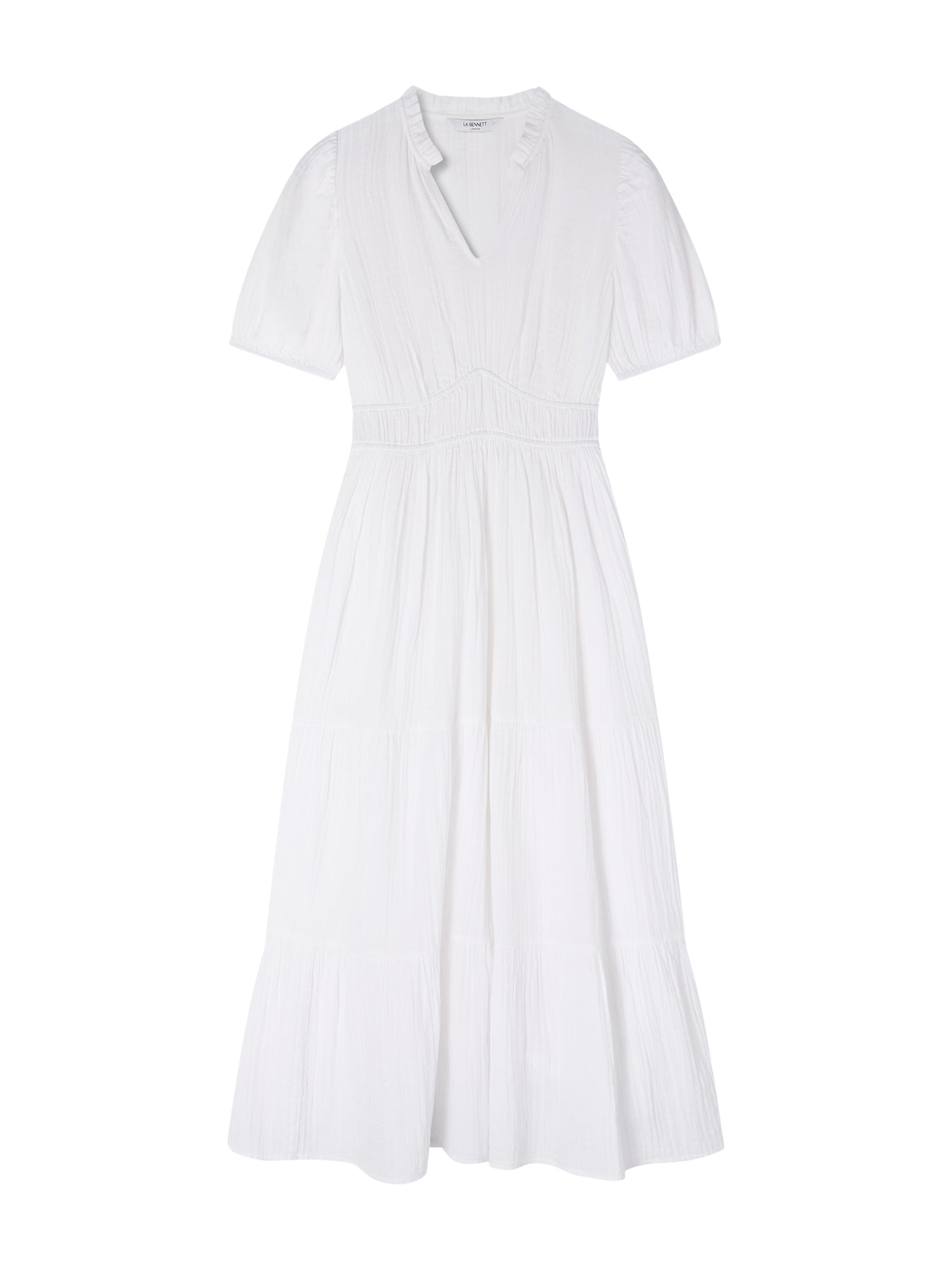White Felicity White Cotton Gather Detail Cotton Dress