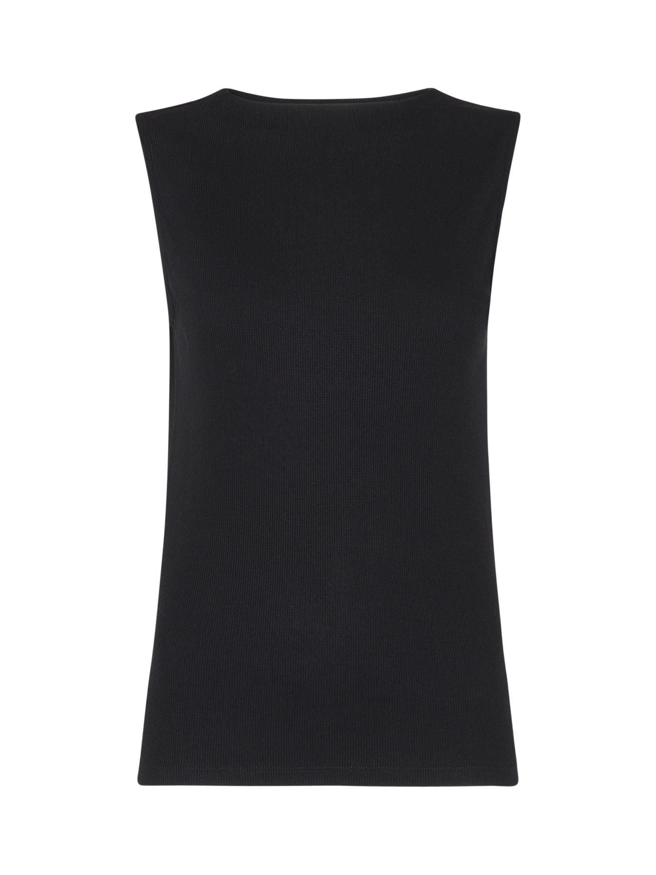 Black High Neck Rib Detail Tee