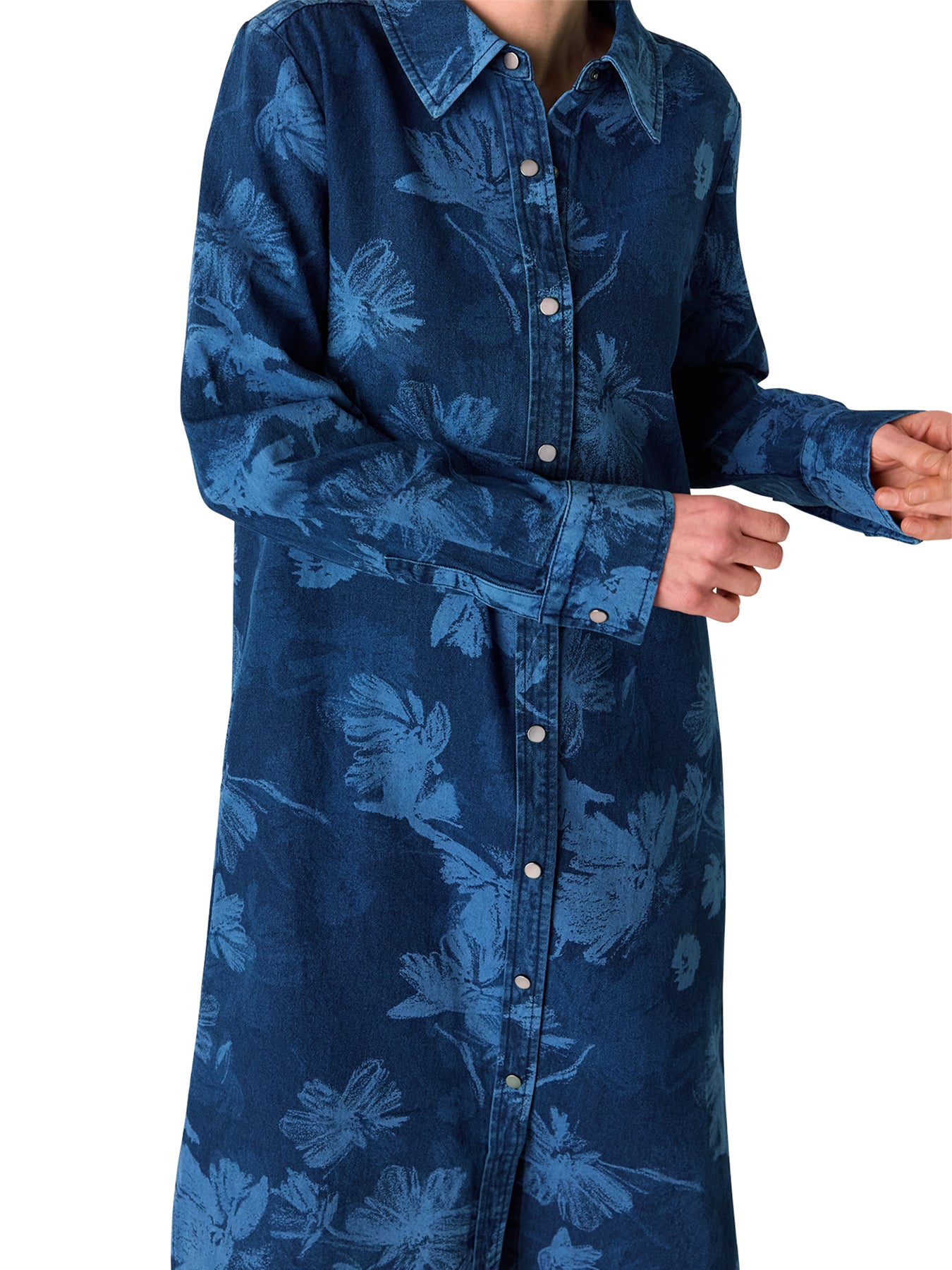 Denim Chalk Print Denim Shirt Dress