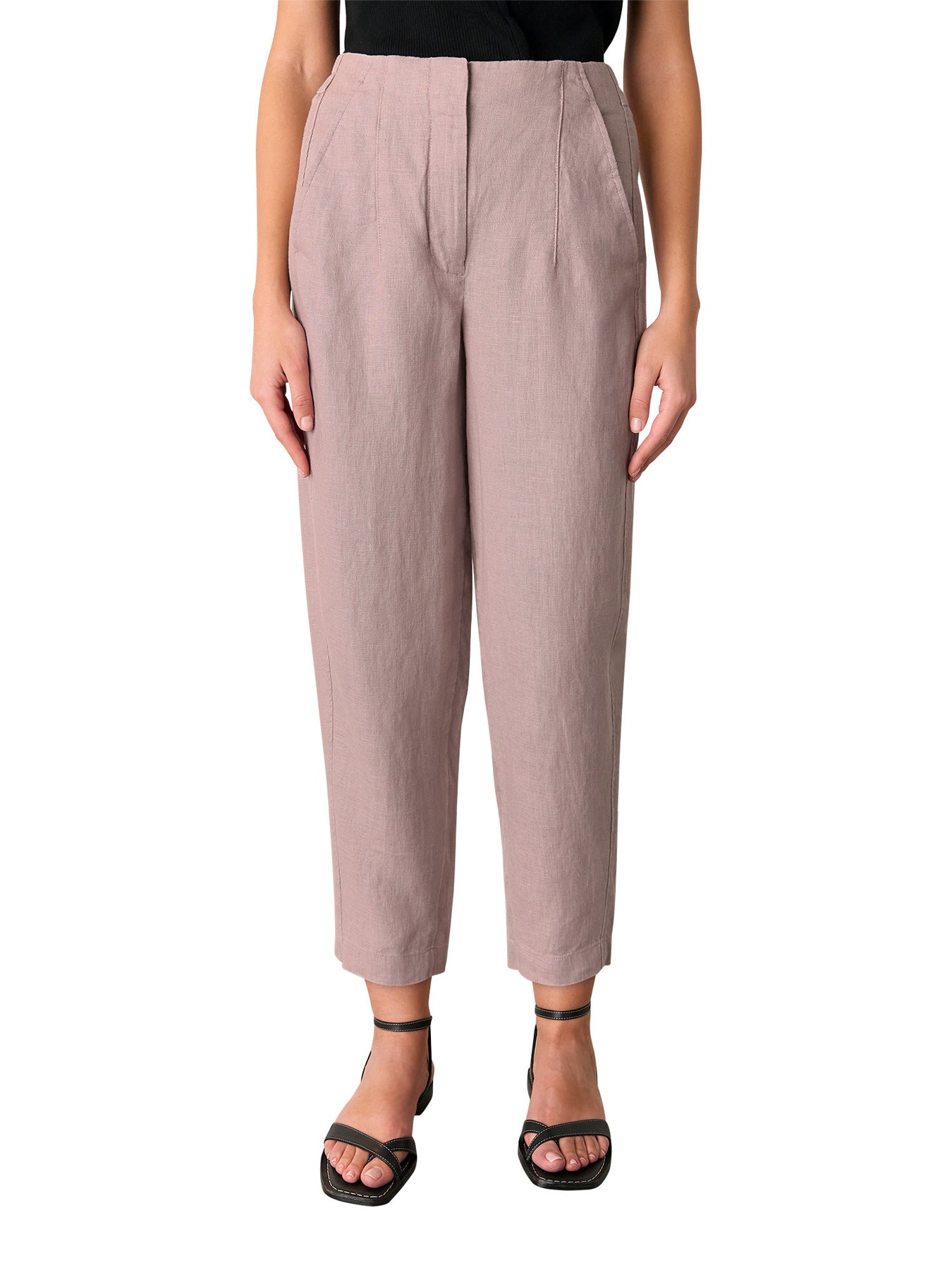 Dusty Pink Linen Barrel Leg Trouser