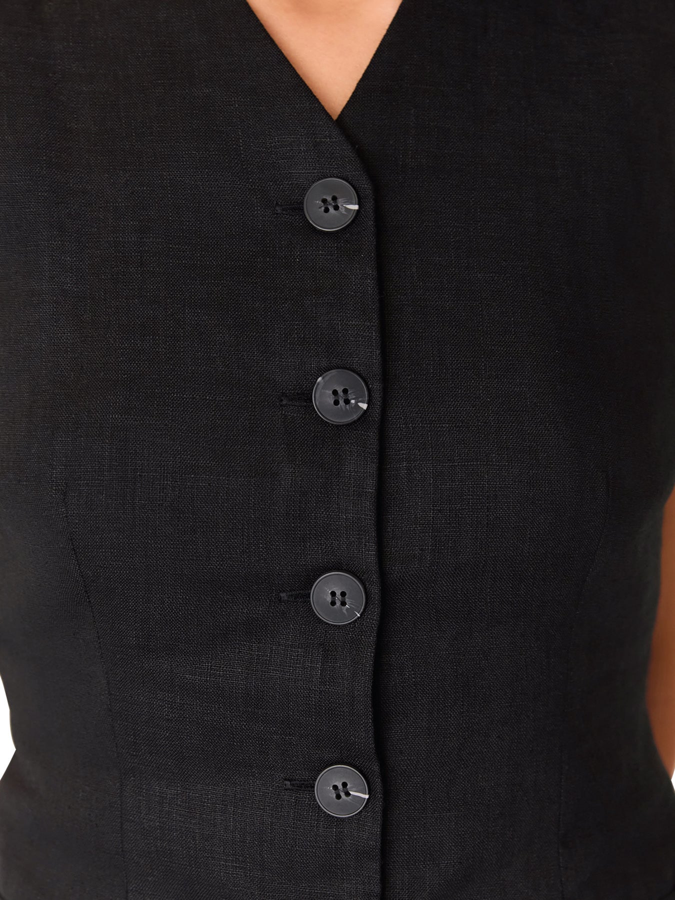 Black Molly Linen Waistcoat