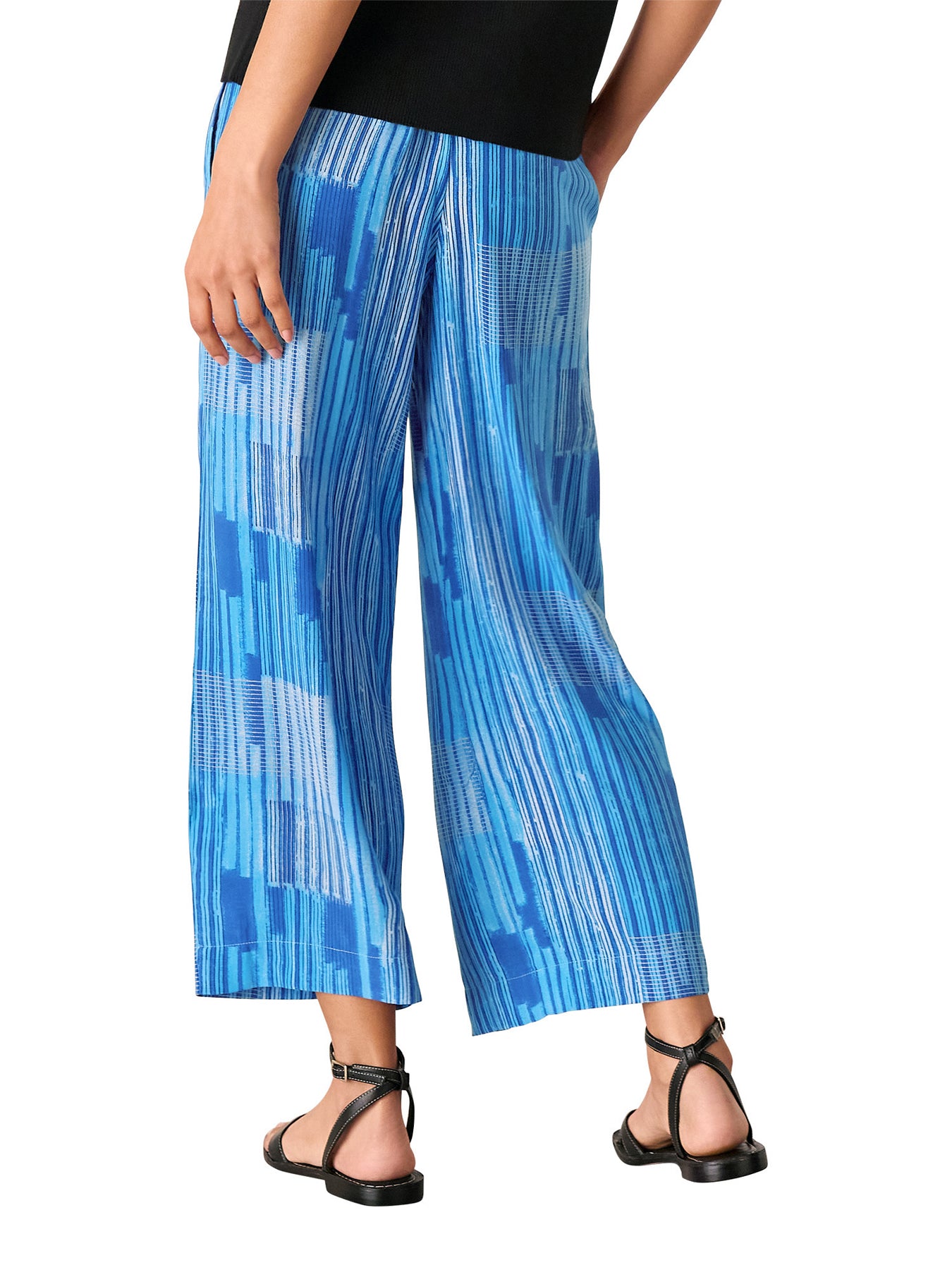 Blue/Multi Stripe Print Cropped Trouser