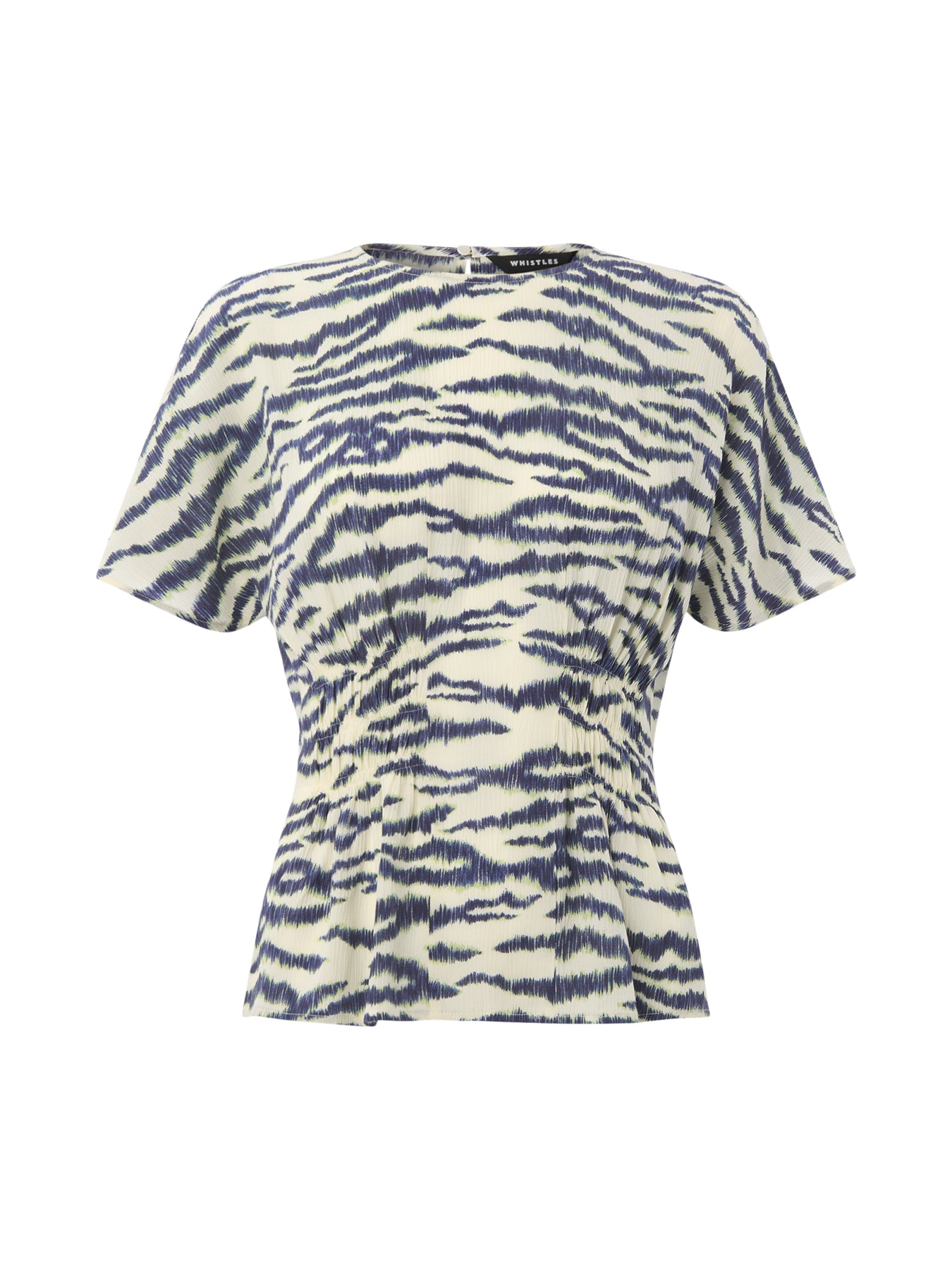 Ivory/Multi Feathered Tiger Shirred Blouse