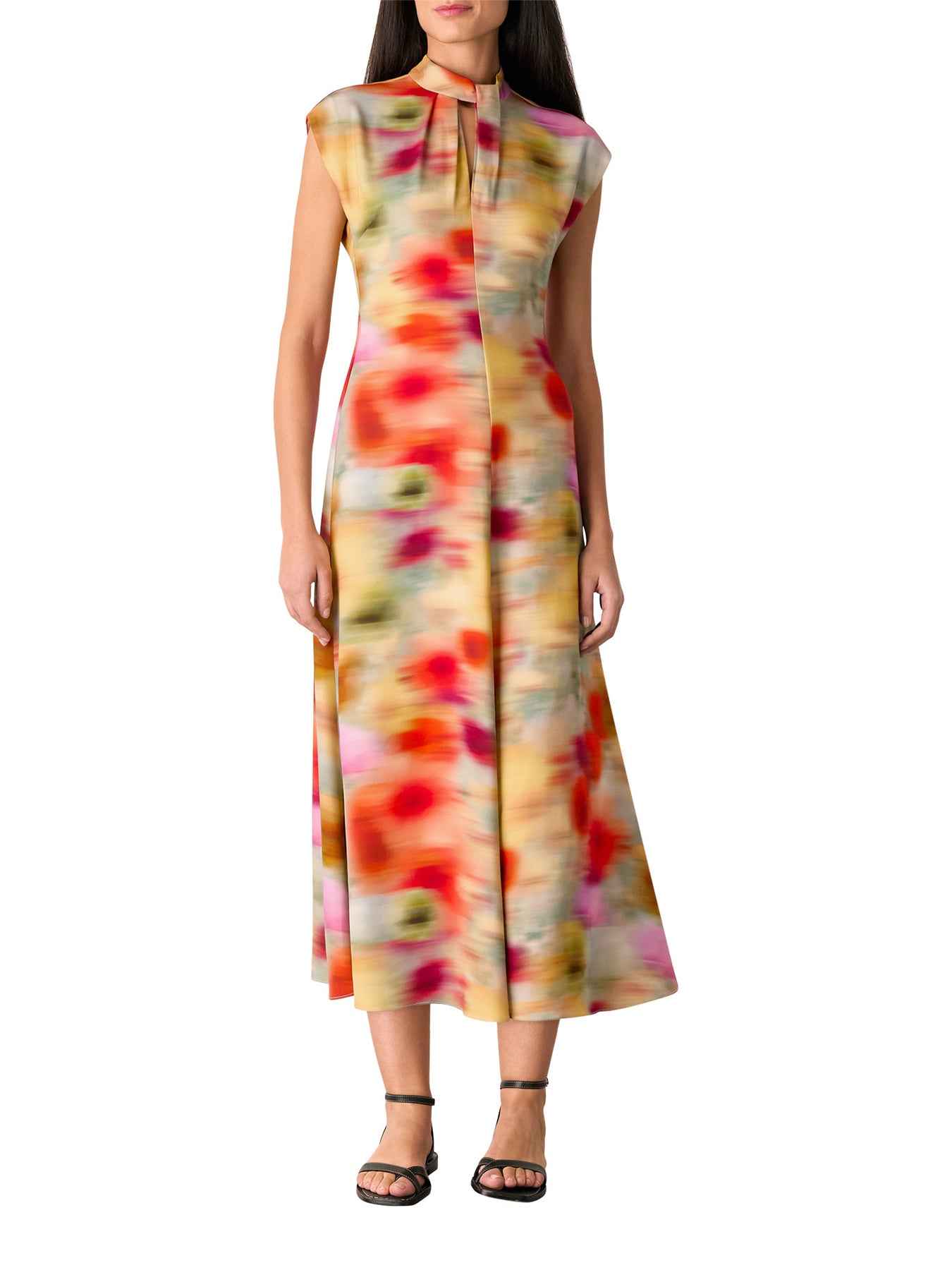 Multicolour Photographic Flower Midi Dress