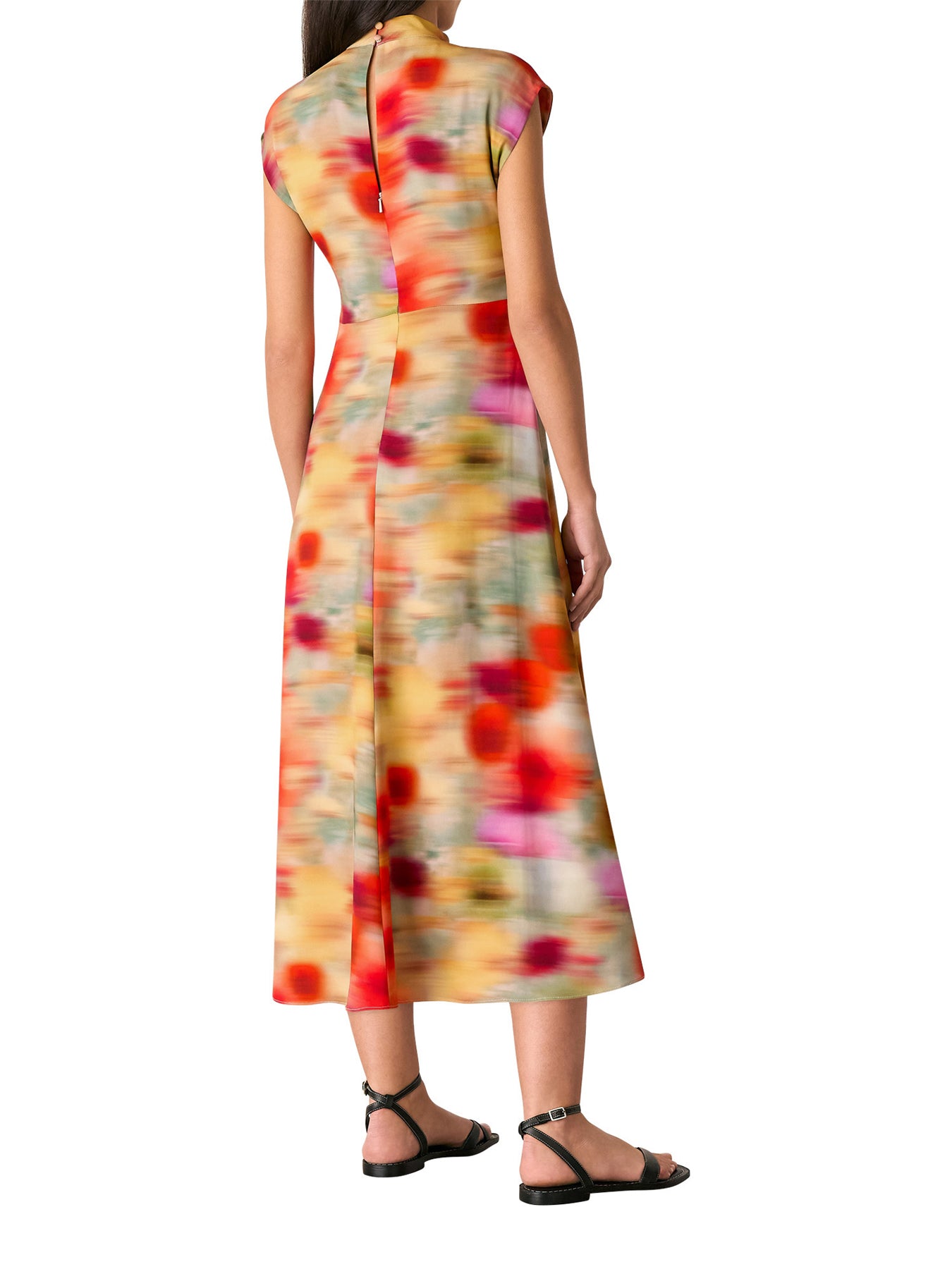 Multicolour Photographic Flower Midi Dress