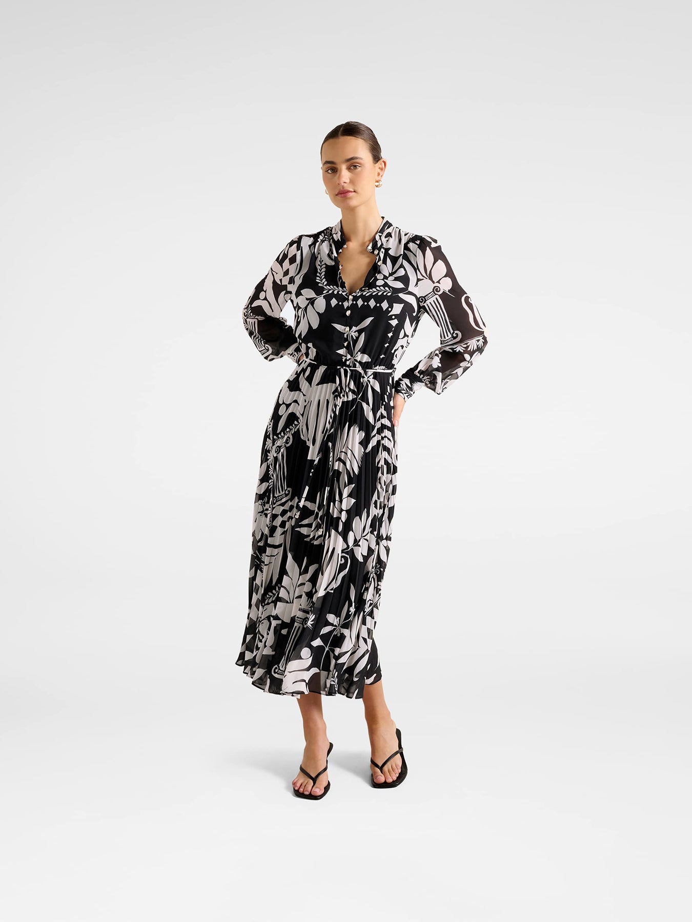 Annabel Button Through Midi Dress Black