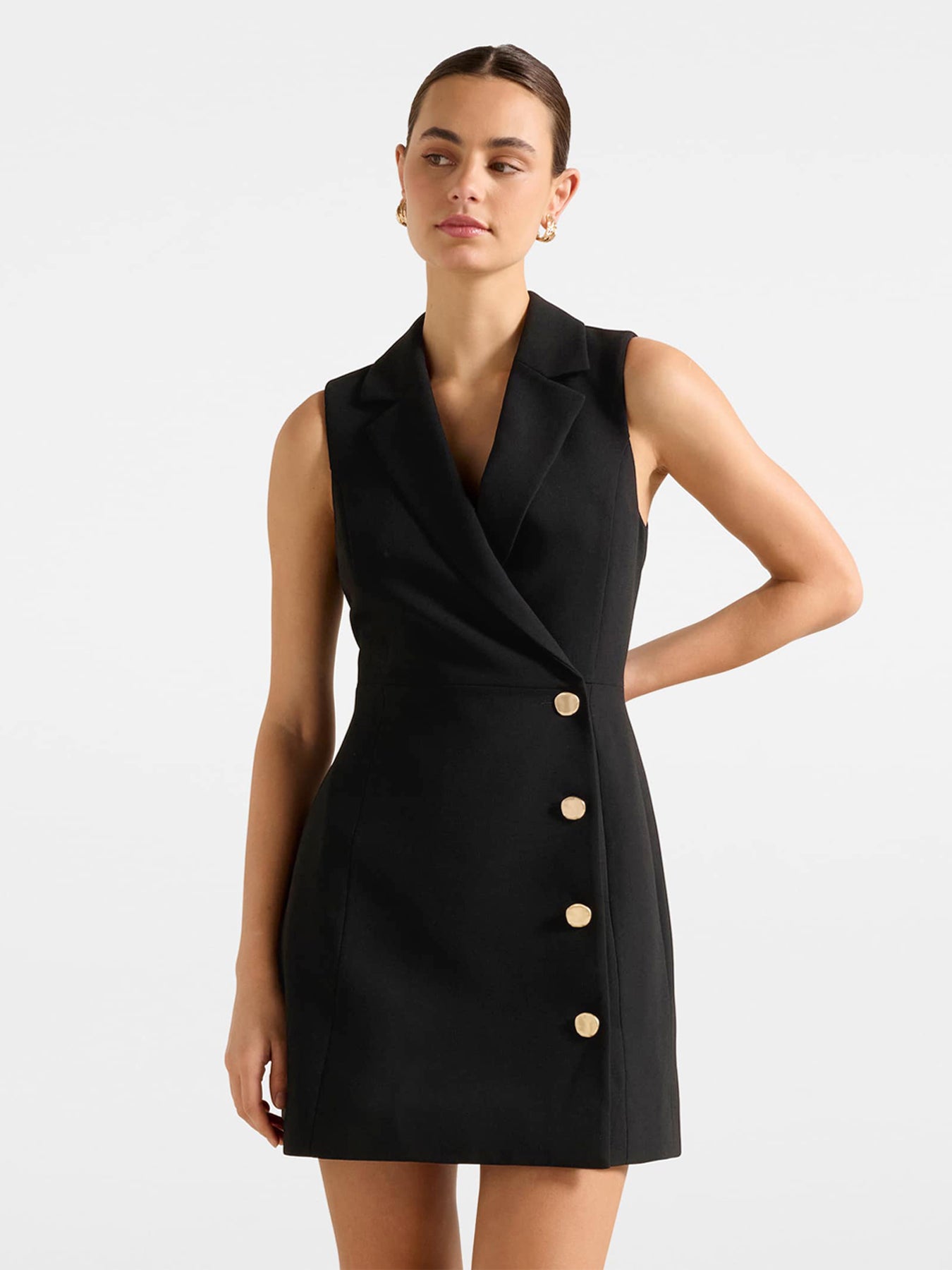 Eddie Sleeveless Blazer Mini Dress Black