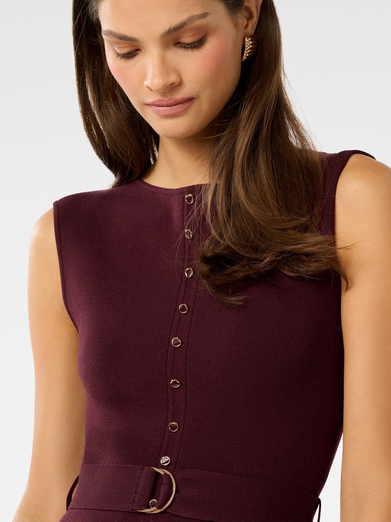 Lelani Pleated Hem Midi Dress Burgundy