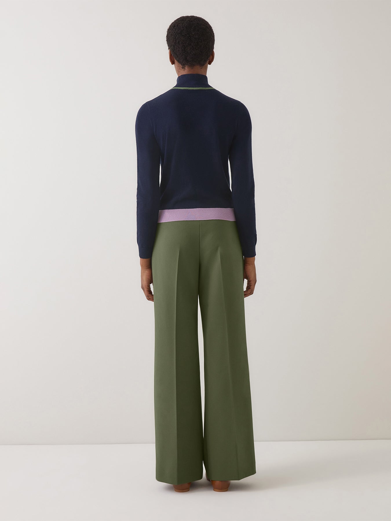 Petra Green Plain Polyester Pleat Front Notch Back Trousers