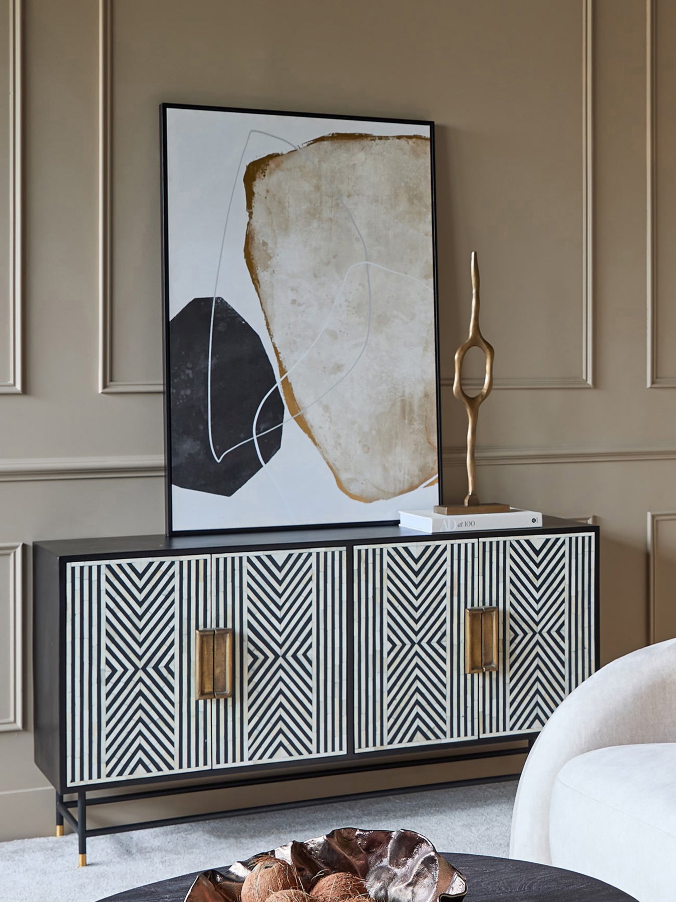Delaney Bone Inlay Four Door Buffet Cabinet