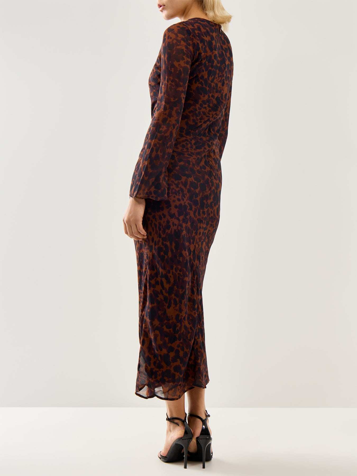 Clarissa Midi Dress Brown Animal Print 