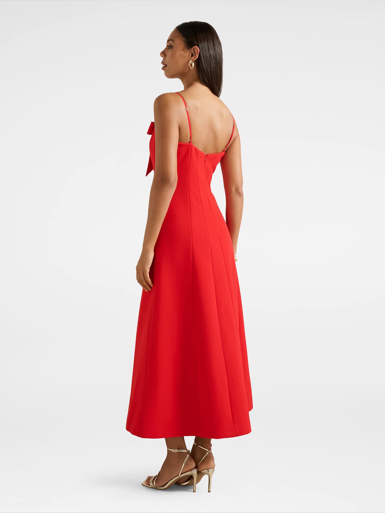 Harlow Bow Front Midi Dress Red