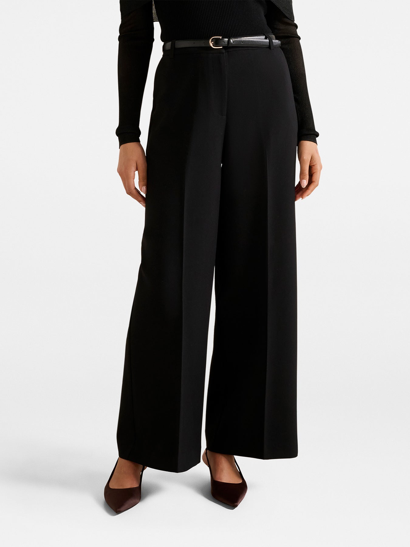 Alexandra Belted Wide Leg Pants Black