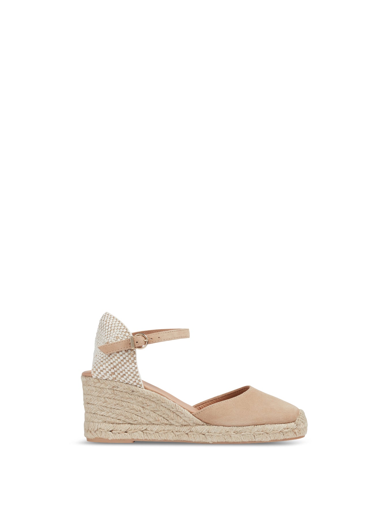 Neutral Marissa Beige Suede Ankle Strap Espadrilles