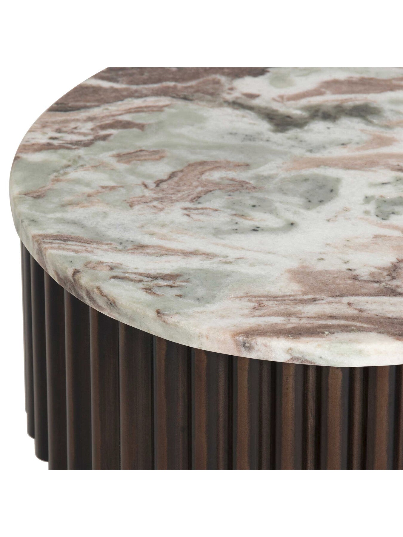 Gion Oval Marble With Wave Metal Body Side Table