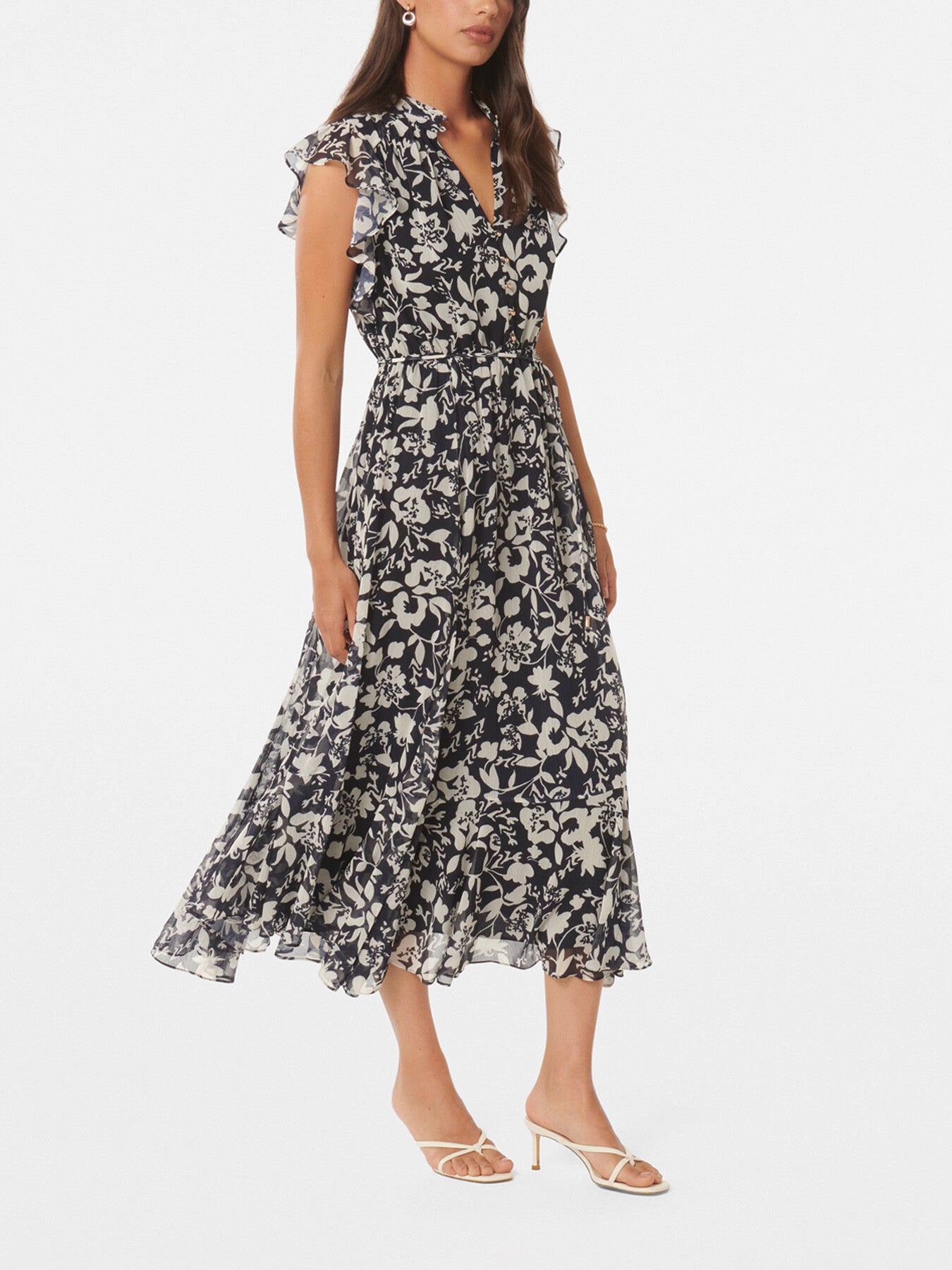 Maxine Ruffle Sleeves Midi Dress