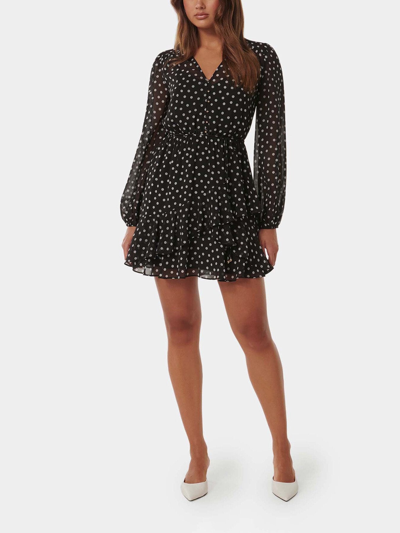 Esra Button Front Mini Dress