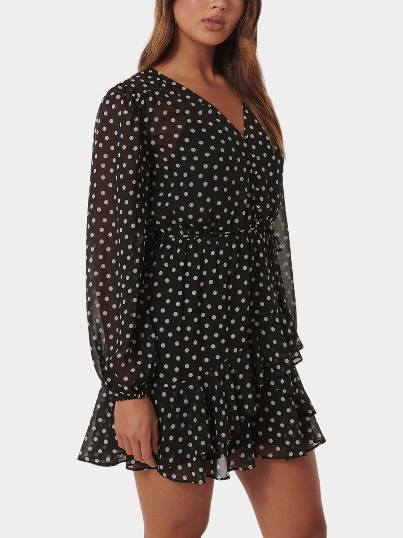 Esra Button Front Mini Dress