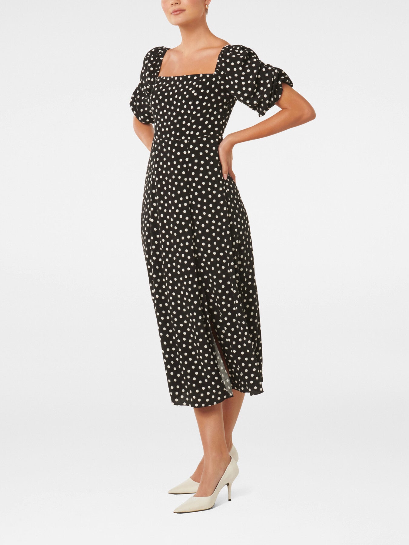 Hailee Puff Sleeves Midi Dress