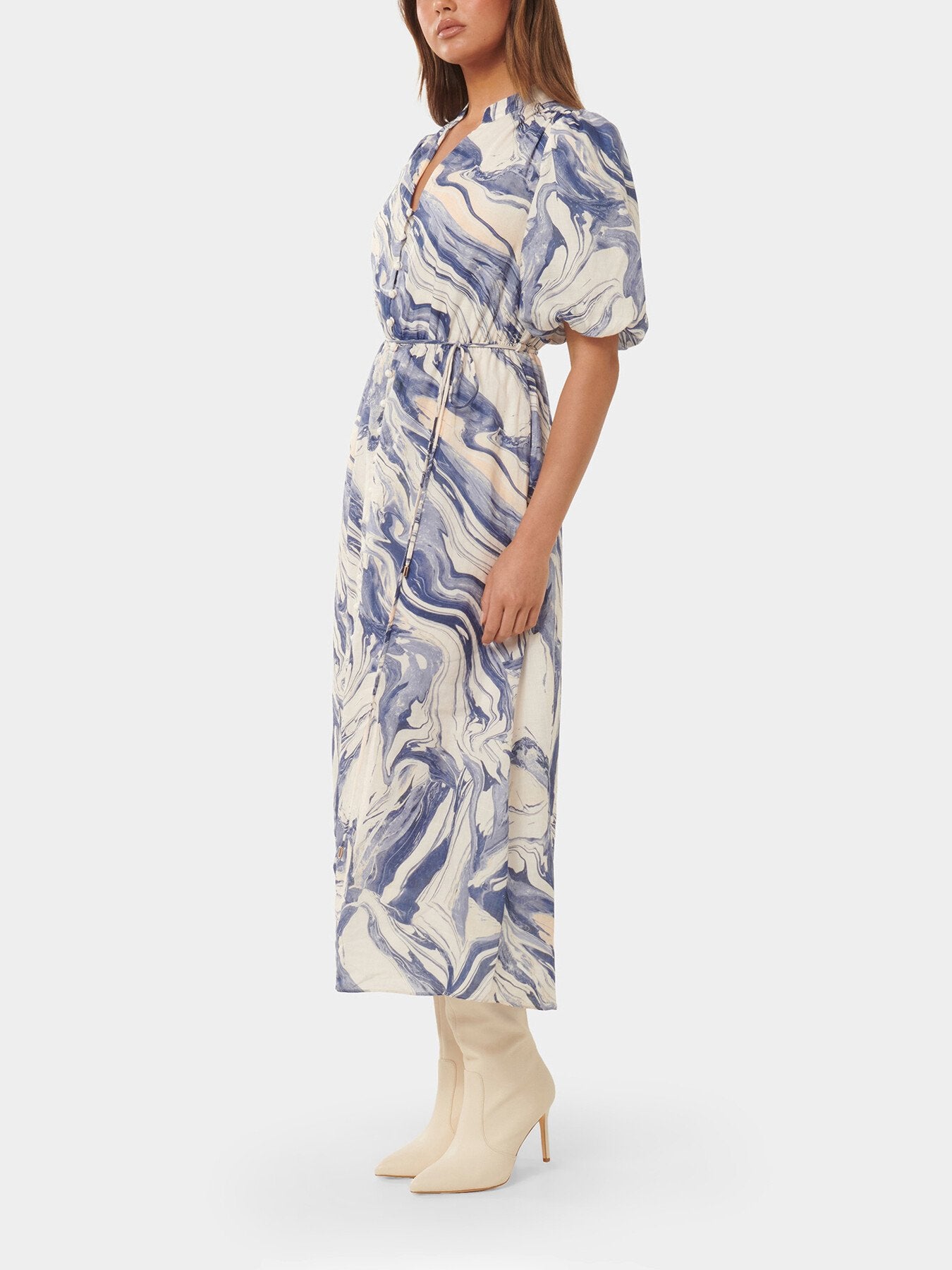 Loren Puff Sleeves Midi Dress