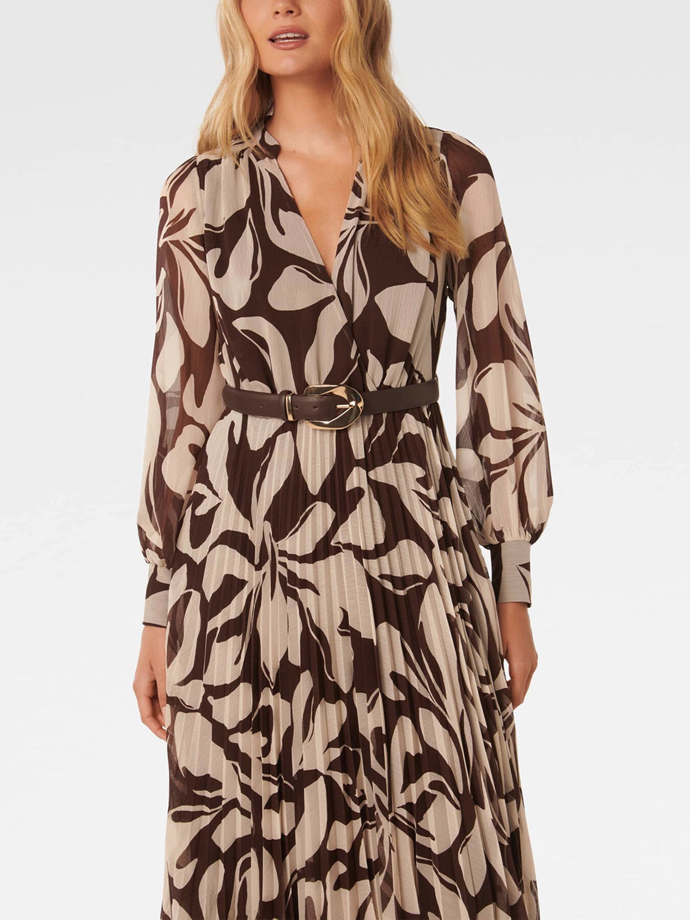 Saskia Pleated Wrap Midi Dress