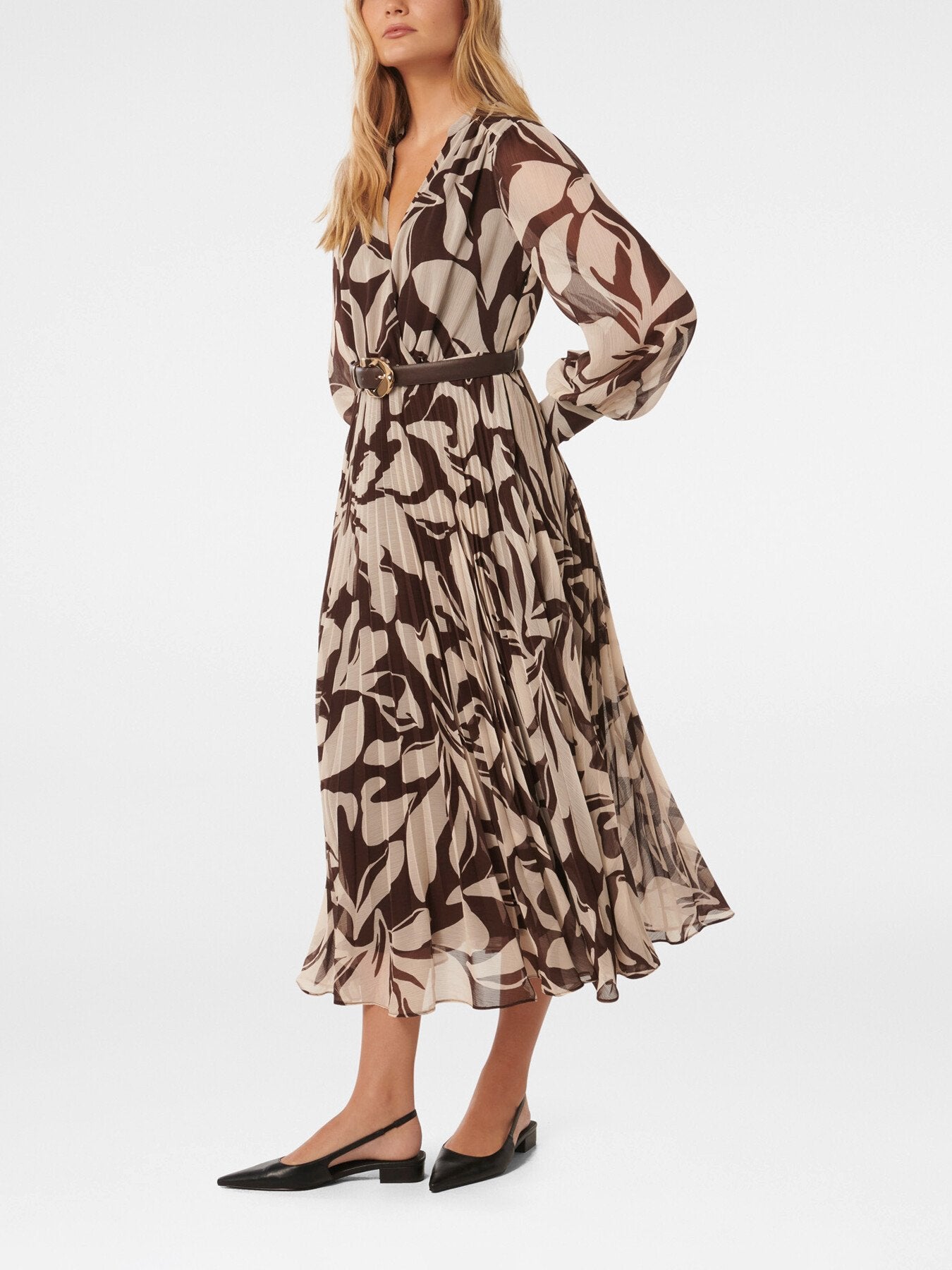 Saskia Pleated Wrap Midi Dress