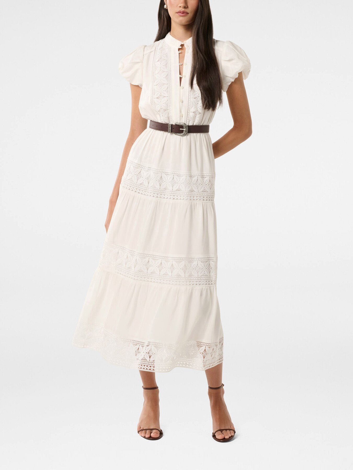 Amy Belted Trim Midi Dress